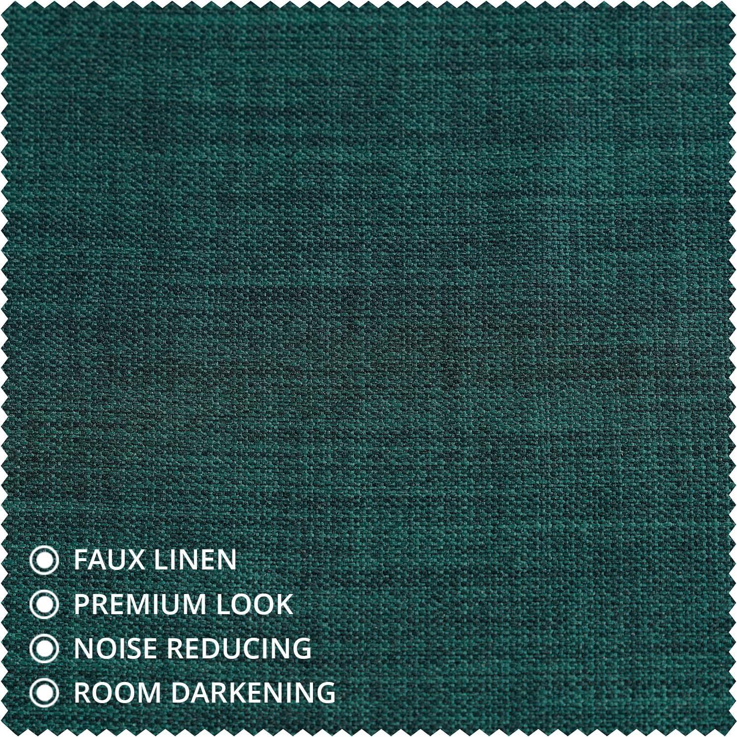 HPD Half Price Drapes Focal Green Faux Linen Room Darkening Curtains for Bedroom & Living Room Curtains (1 Panel), Door & Window Curtains 84 inches long, Rod Pocket Curtains & drapes, 50W X 84L