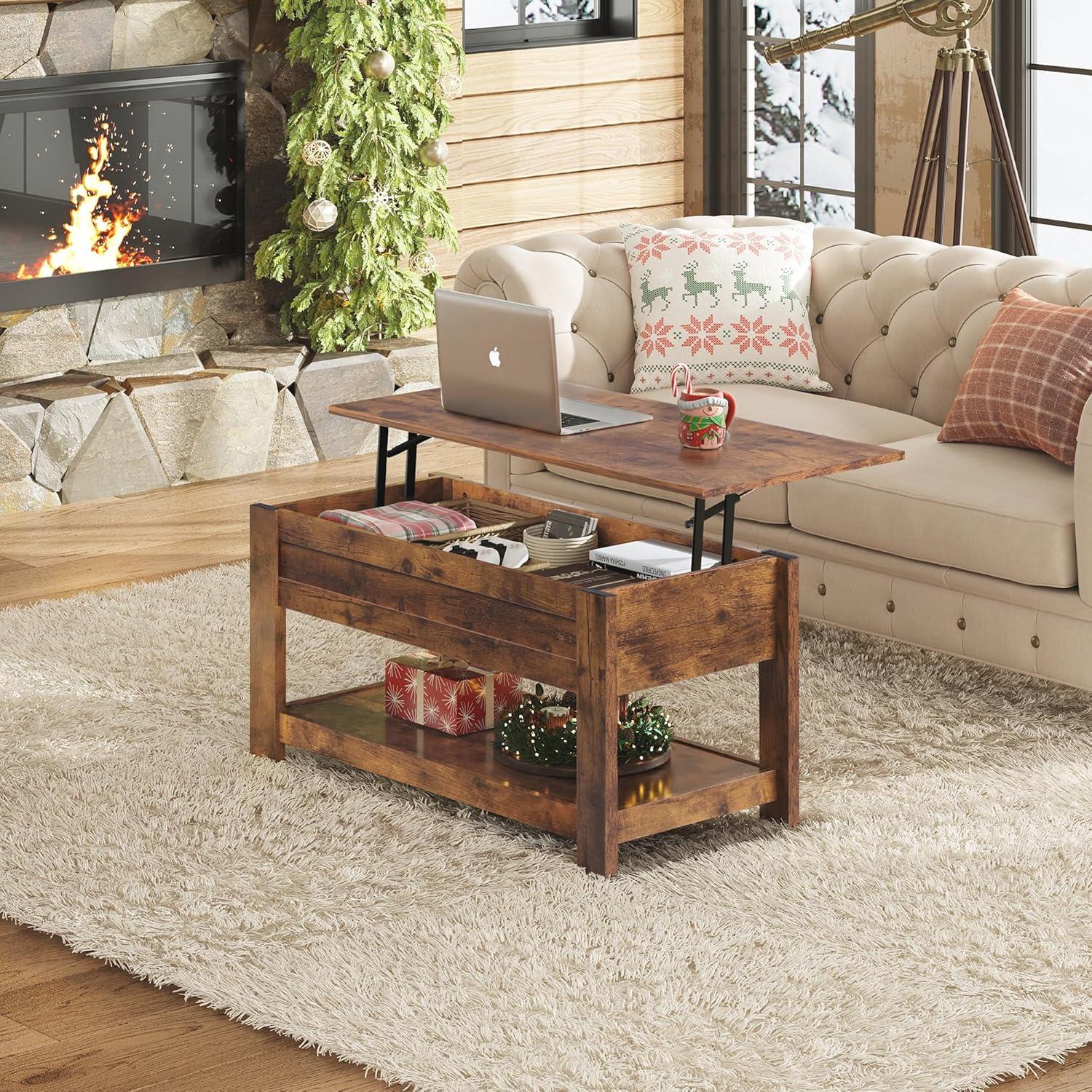 Millwood Pines Coffee Table, 39" Lift Top Coffee Table With Hidden Compartment And Storage Shelf For Living Room