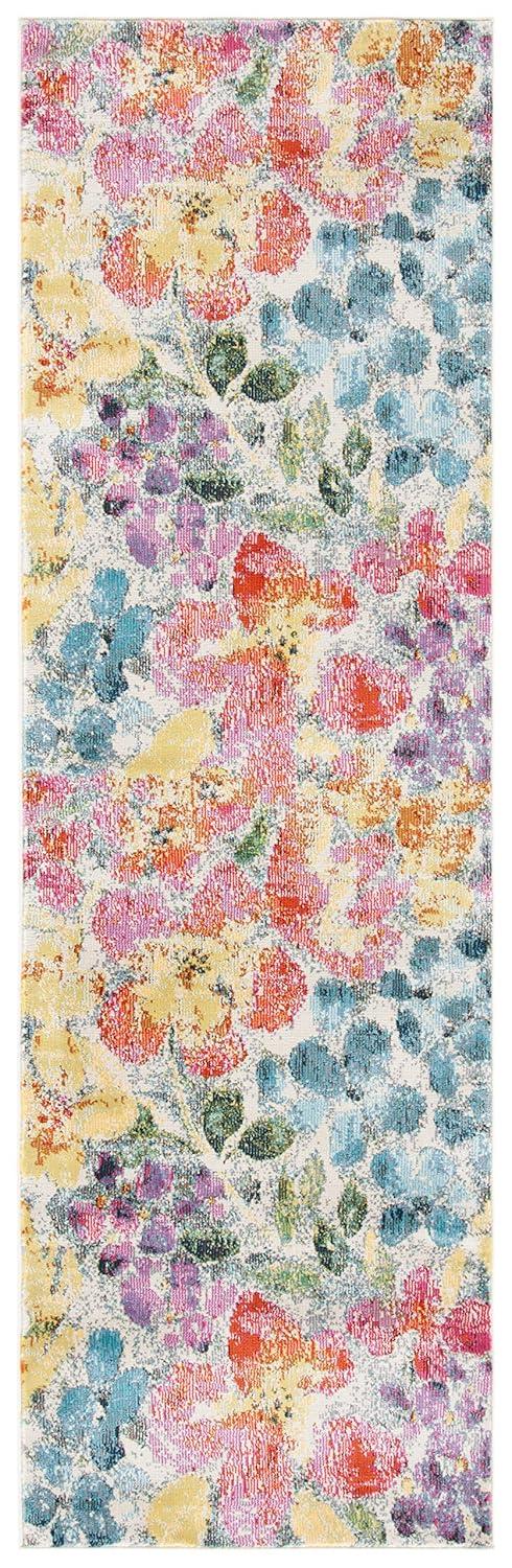 Lillian LLN360 Power Loomed Area Rug - Blue/Yellow - 6'7"x6'7" - Safavieh