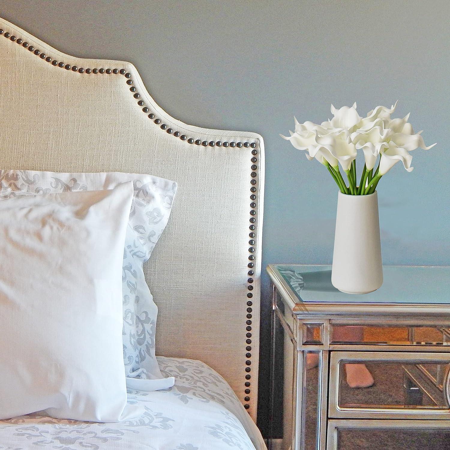 Namzi -a 20pcs Fake Flowers Artificial Calla Lily Silk Flowers 13.4 Inch for Mother's Day Easter Home Kitchen and Wedding (White)