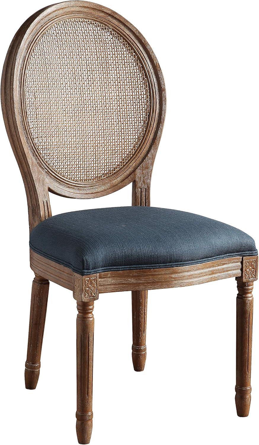 Azure Blue Stella Oval Wood Back Accent Chair