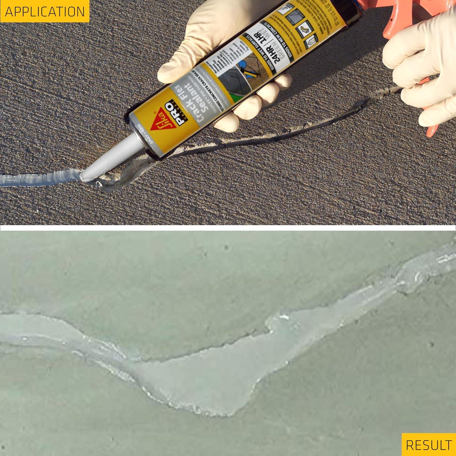 Sikaflex Crack Flex Sealant, Gray, High performance, textured polyurethane sealant, self-leveling, sealant for sealing horizontal cracks, 10.1 fl. Oz (Pack of 1)