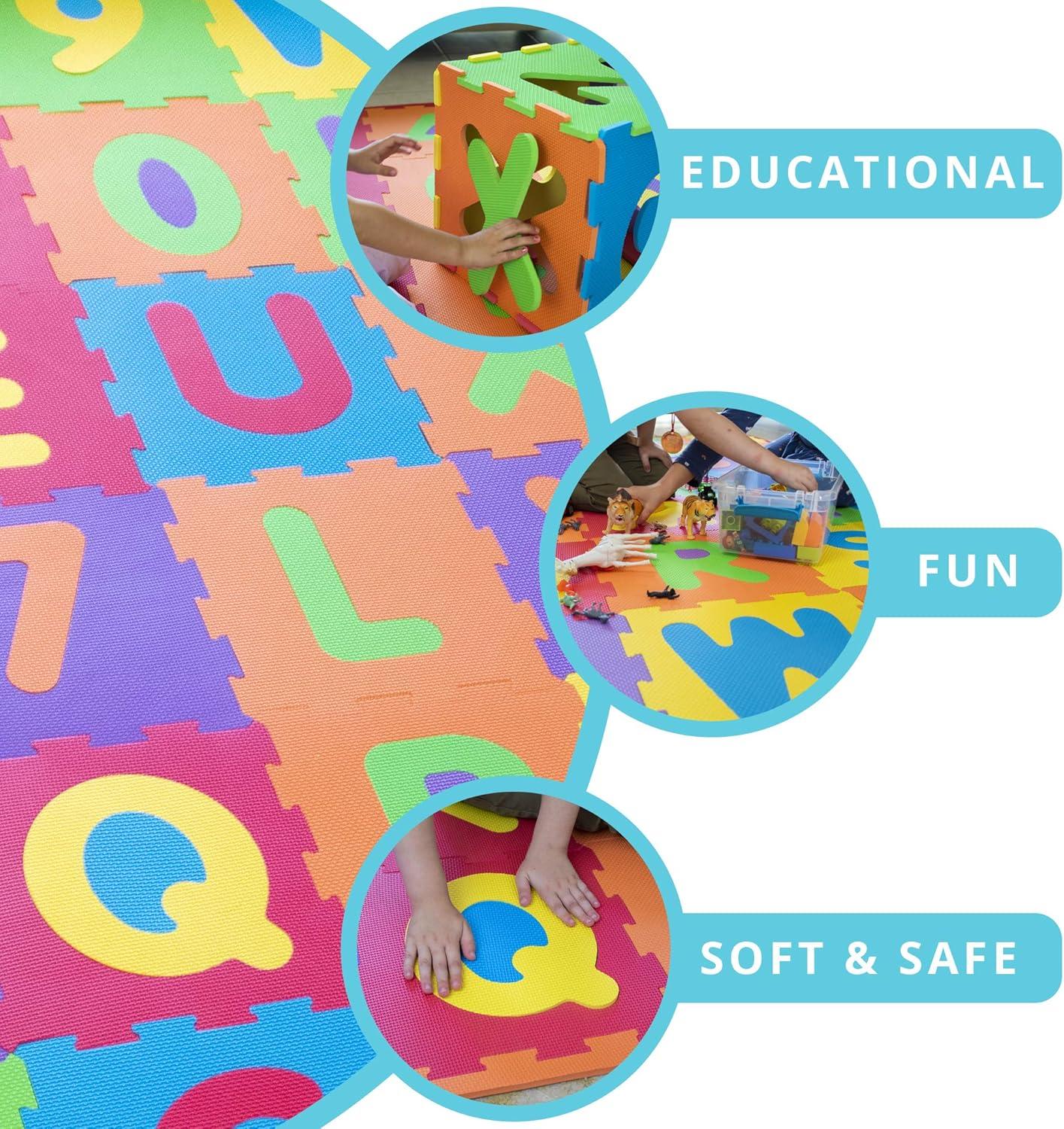 Multicolor Foam ABC/123 Interlocking Play Mat for Kids