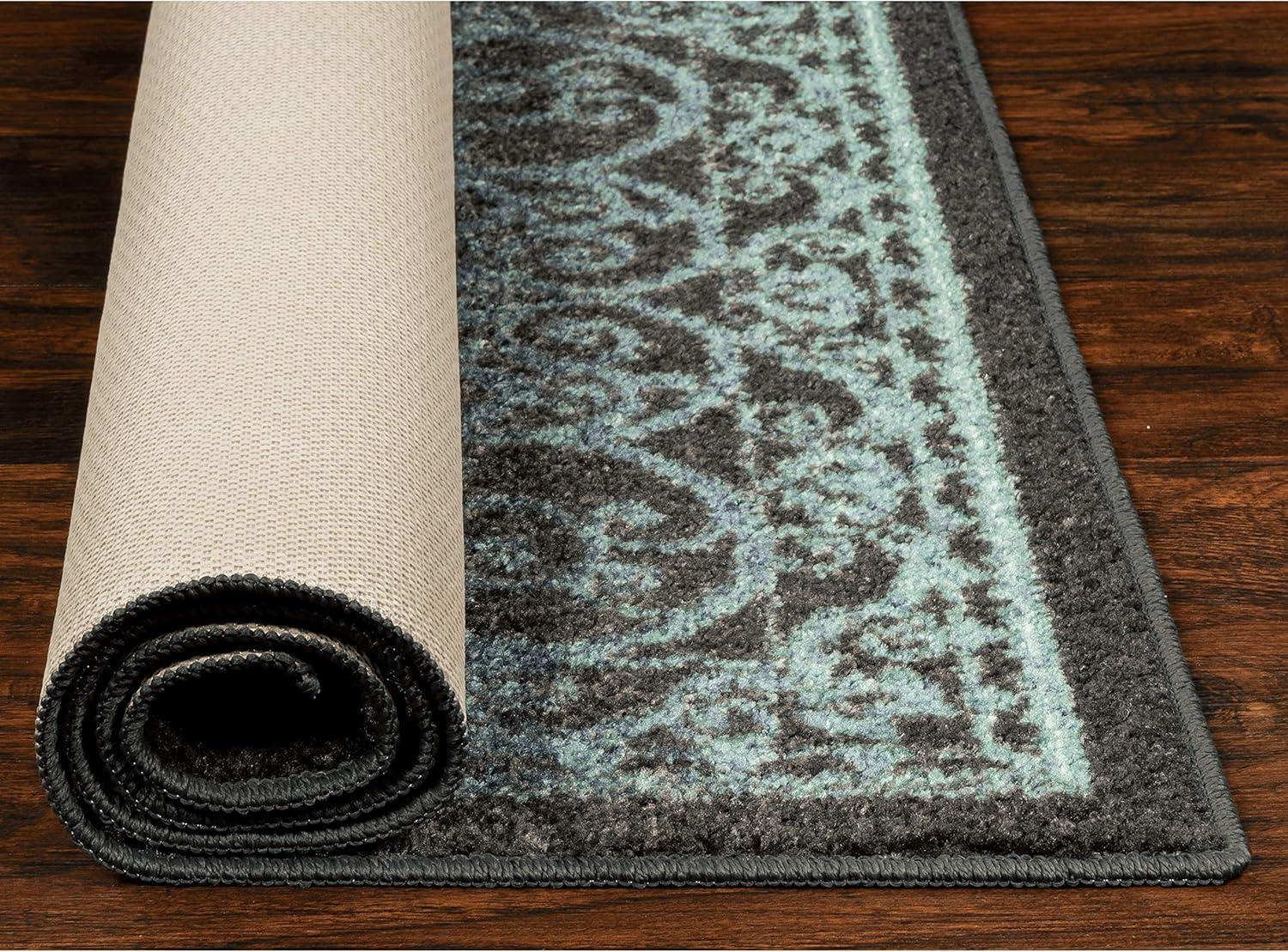 Maples Rugs Pelham Medallion Living Room Area Rug for Indoor, 5' x 7', Dark Gray/Blue