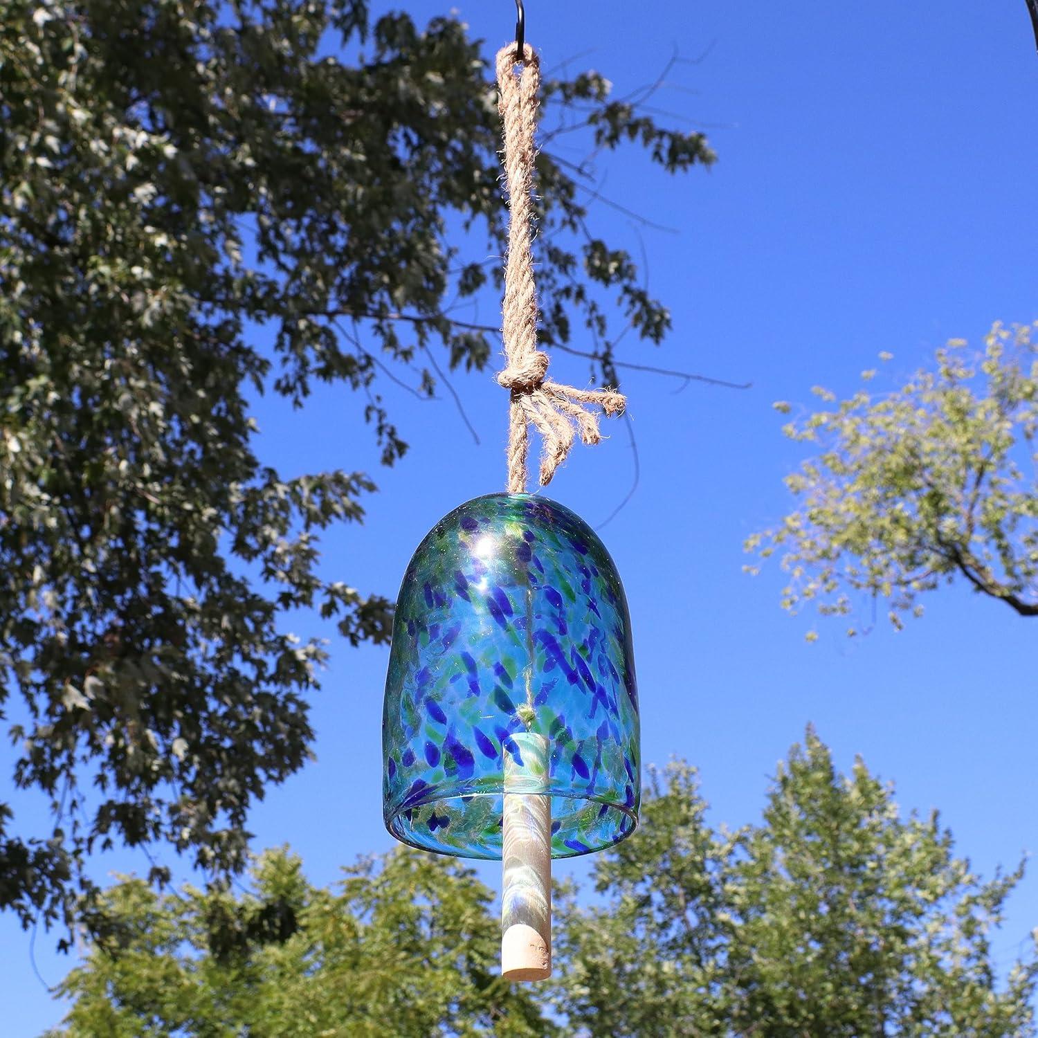 Sunnydaze Outdoor Natural Melody Glass Wind Bell Chime - 7.5" - Blue Freeze