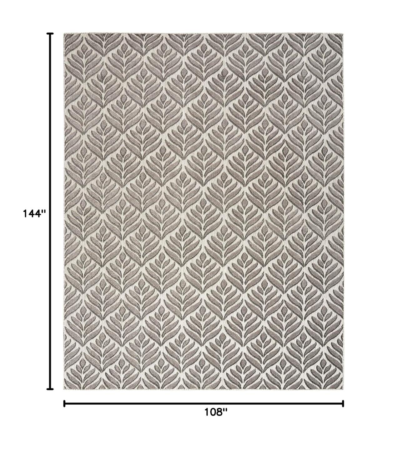 Nourison Aloha Tropical Palm Flatweave High-Low Indoor Outdoor Area Rug Charcoal 9' x 12'