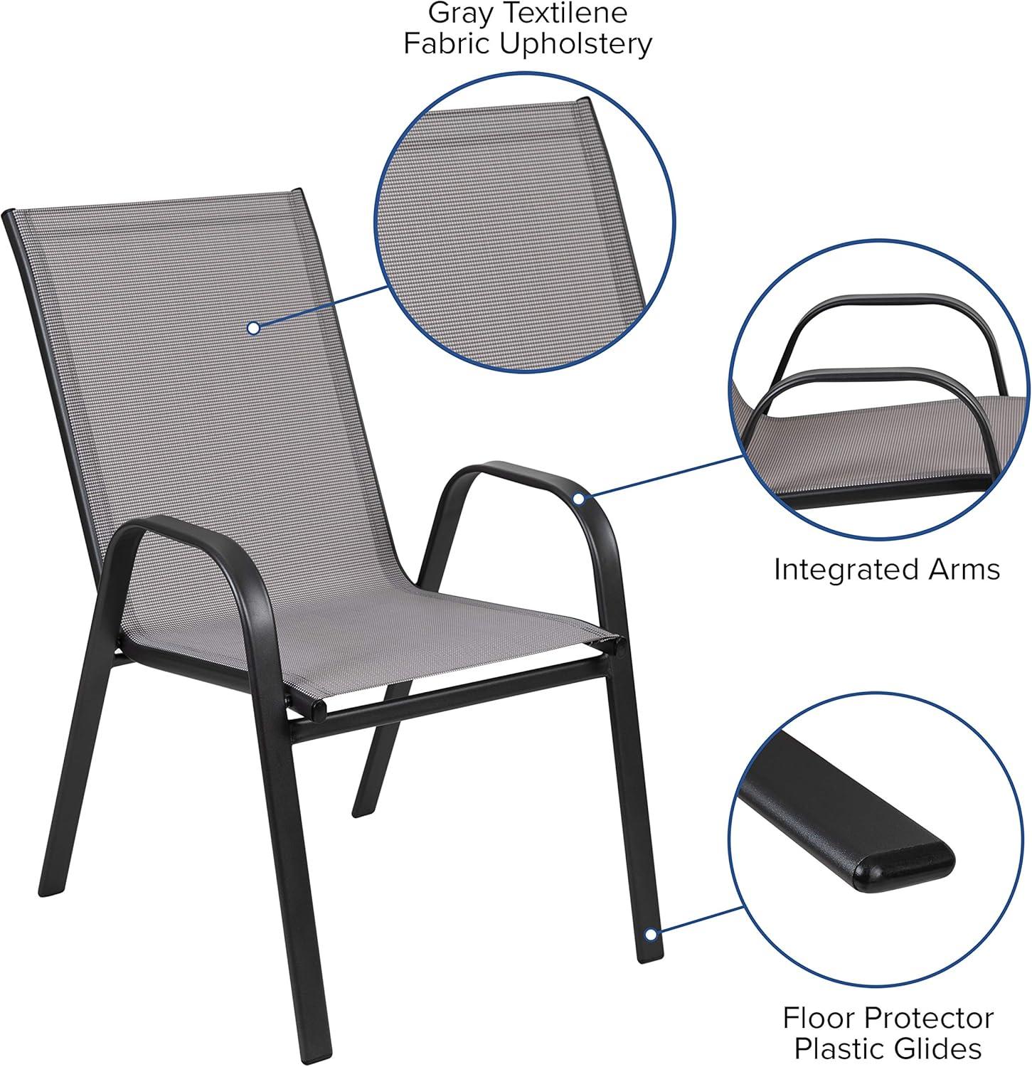 Streamlined Gray Outdoor Stackable Dining Chair with Flex Comfort