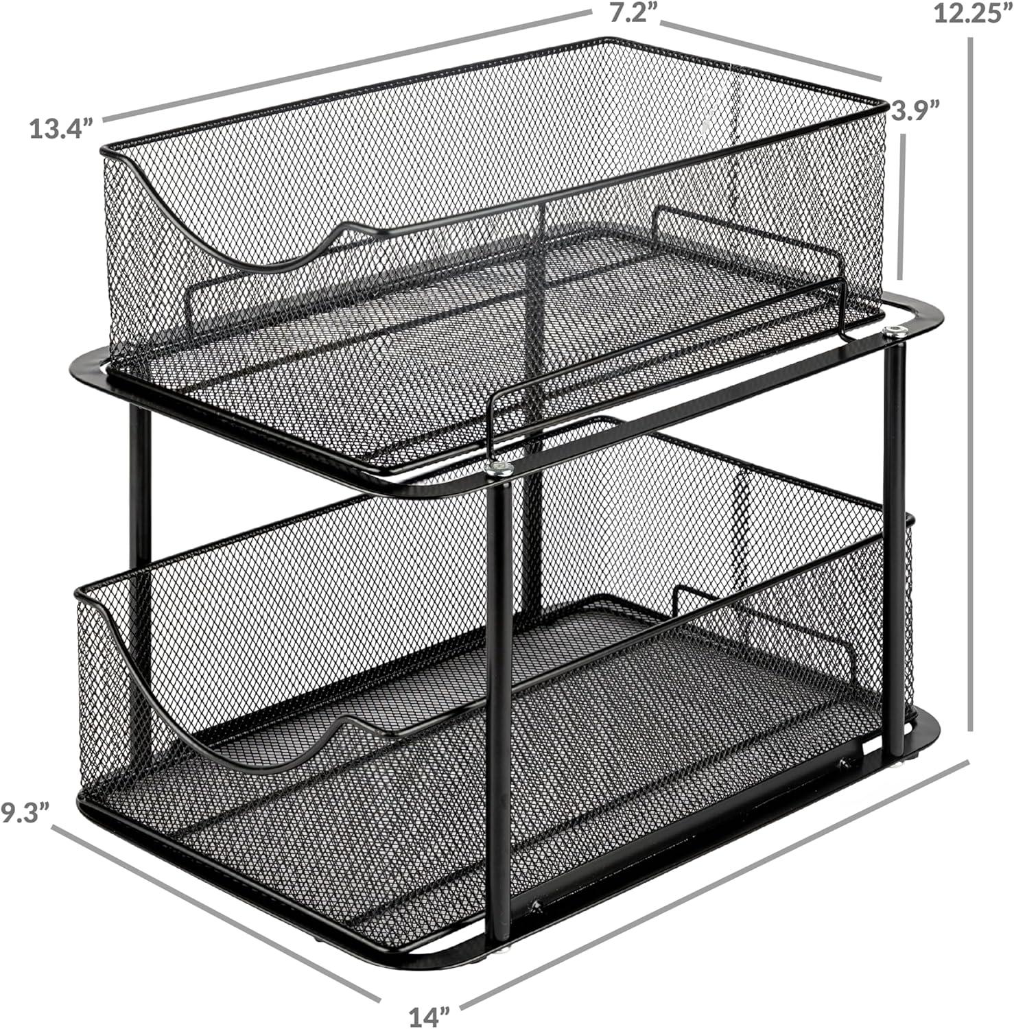 Sorbus 2 Tier Under the Sink Organizer Baskets with Mesh Sliding Drawers