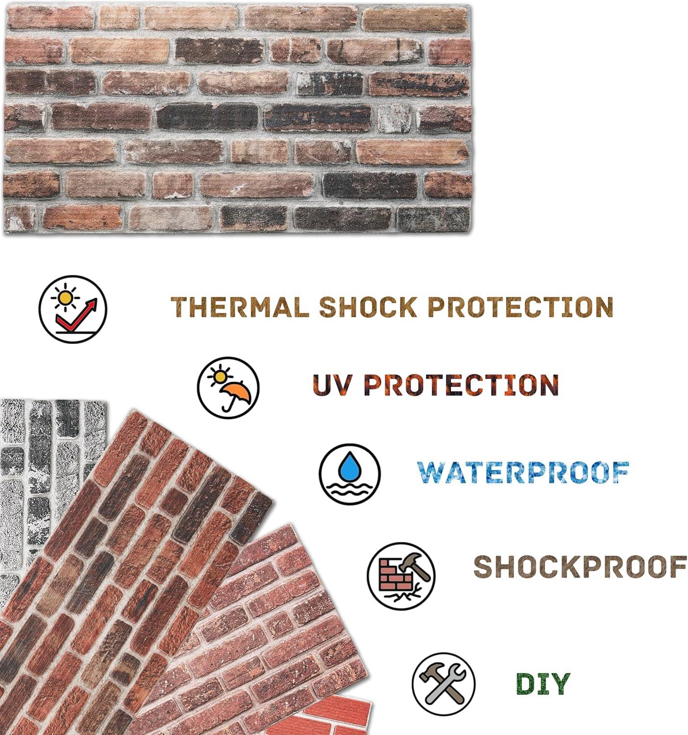 UPP Ultimate Premium Products 3D Brick Effect Wall Panels - Lightweight Styrofoam - Set of 9 Large Panels (20"x40") Covers 48 sq ft - Apply with Wall Adhesive - DIY Home Wall Cladding