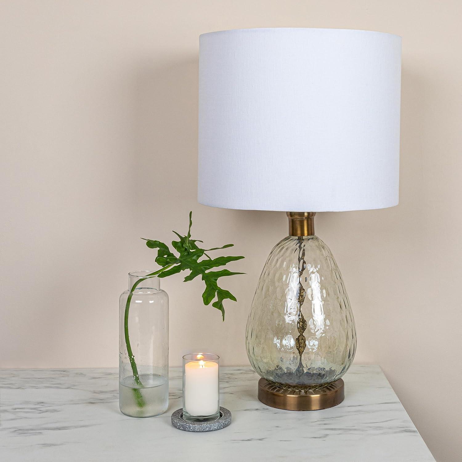 Storied Home Textured Glass Base Table Lamp: Antique Bronze, UL Listed, 26" Height