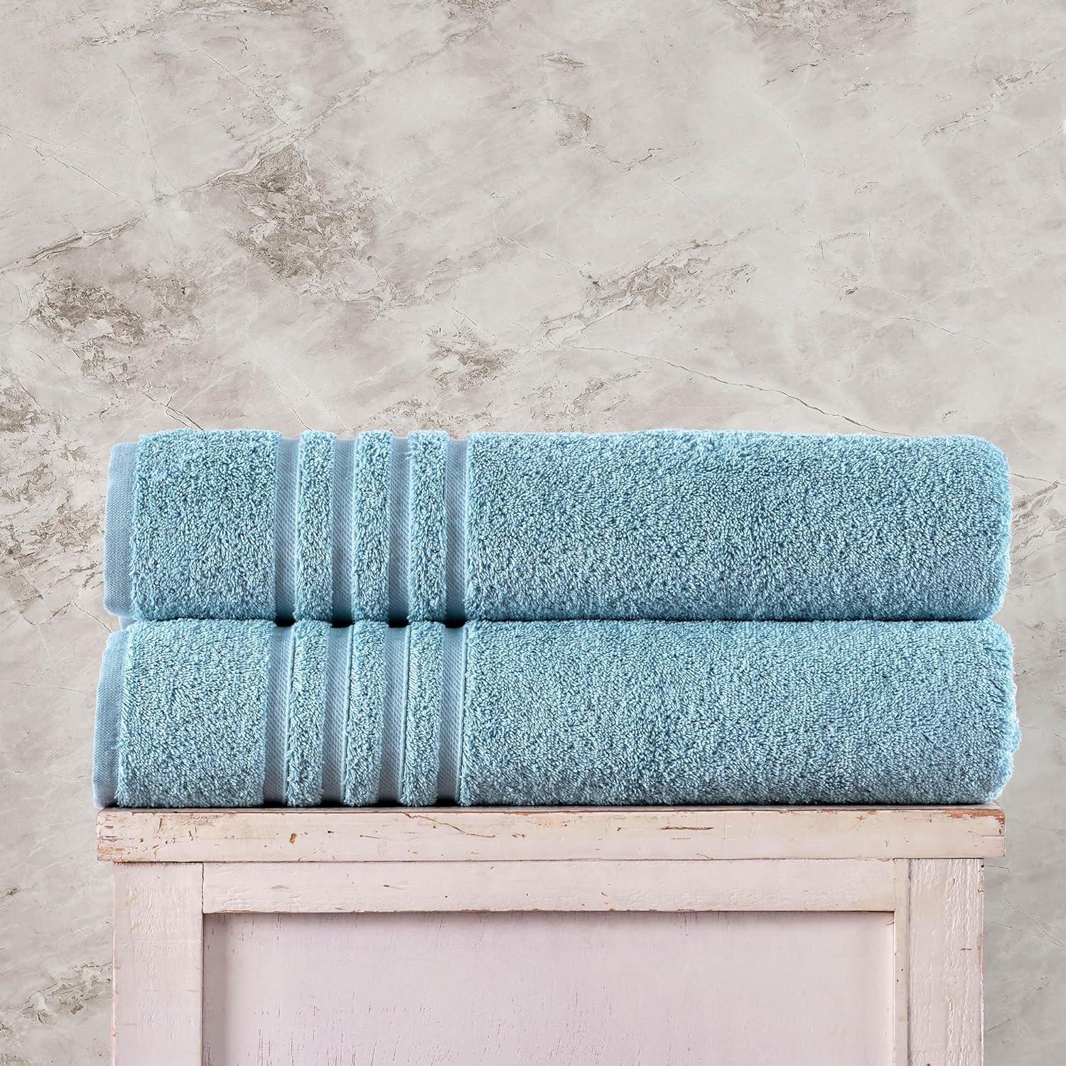 Jumbo Large Bath Sheets Towels 2 Pack Soft and Absorbent, 100% Cotton Towels (Sea Salt, Bath Sheet)