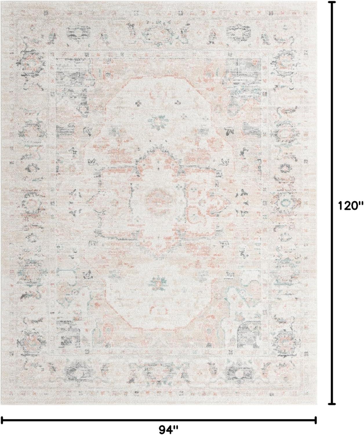 Ivory Medallion 8' x 10' Stain-Resistant Synthetic Rug