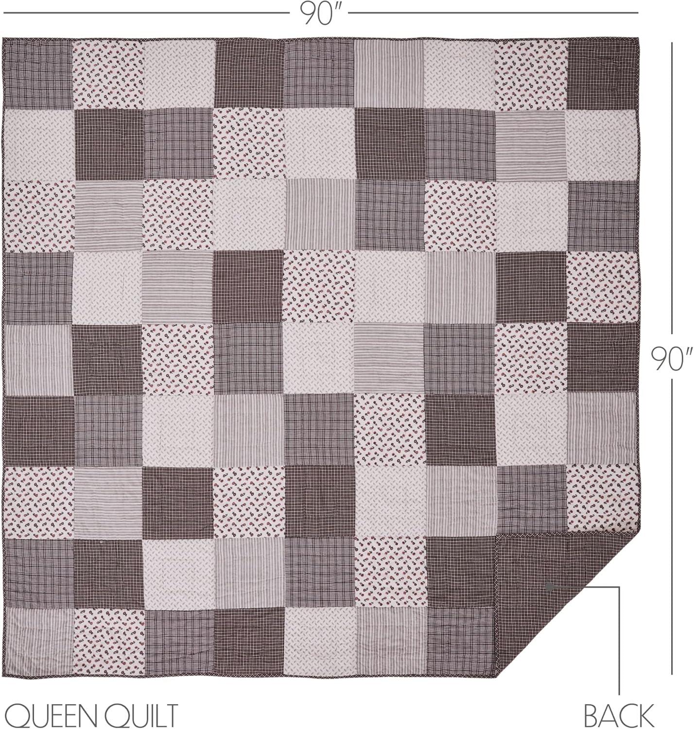 VHC Brands Florette Reversible Patchwork Queen Quilt, Brown, 90x90