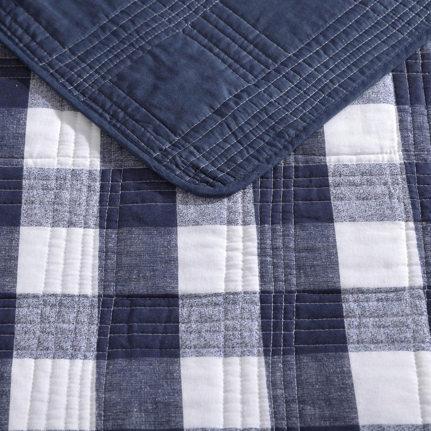 Lake House Plaid Reversible Quilt Set Blue - Eddie Bauer