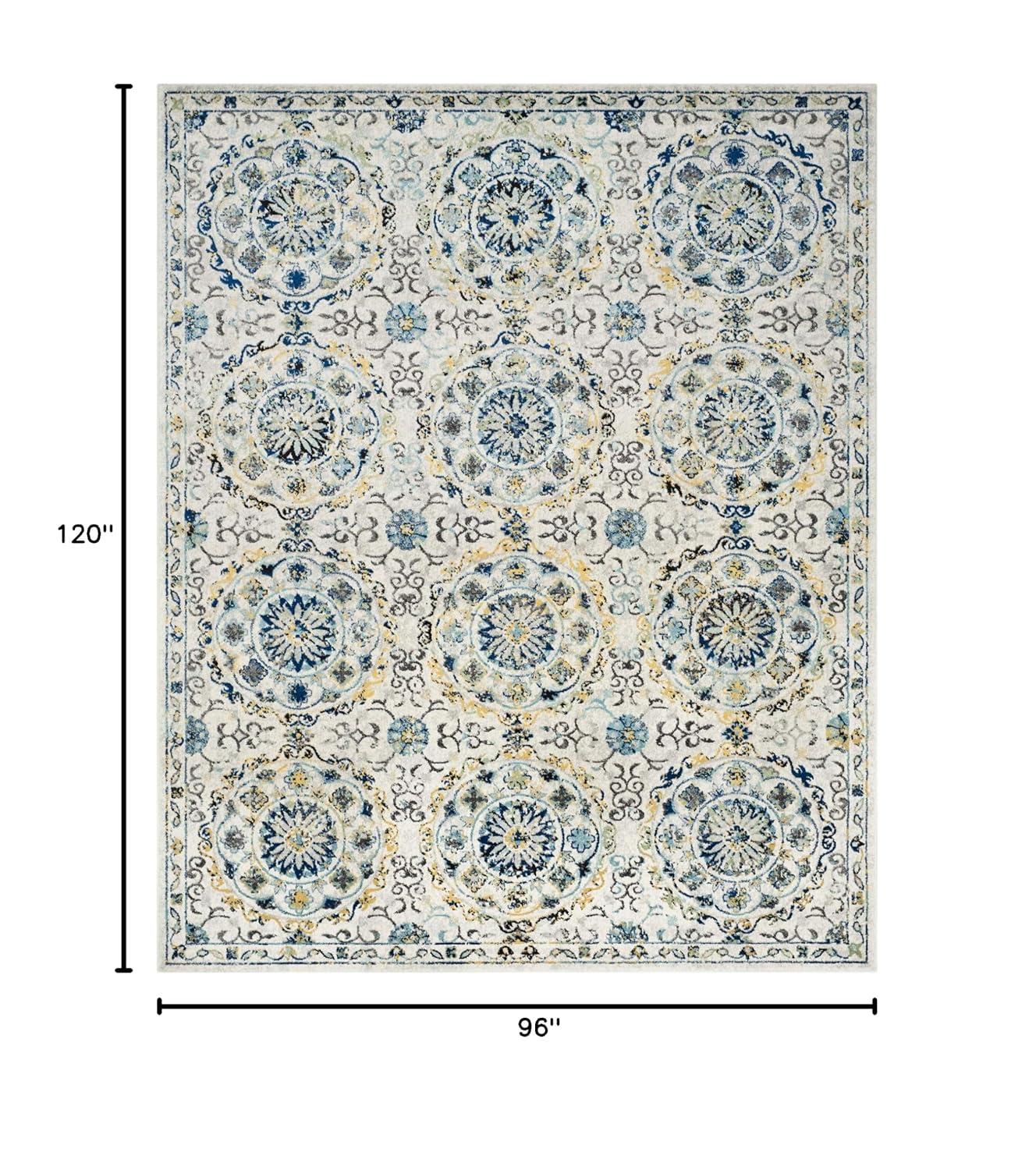 Evoke EVK252 Power Loomed Area Rug - Ivory/Blue - 8'x10' - Safavieh.