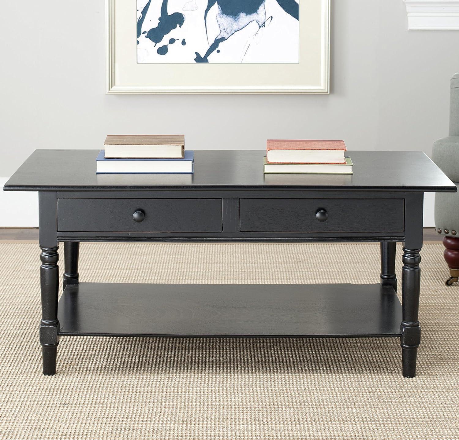 Boris Coffee Table - Distressed Black - Safavieh