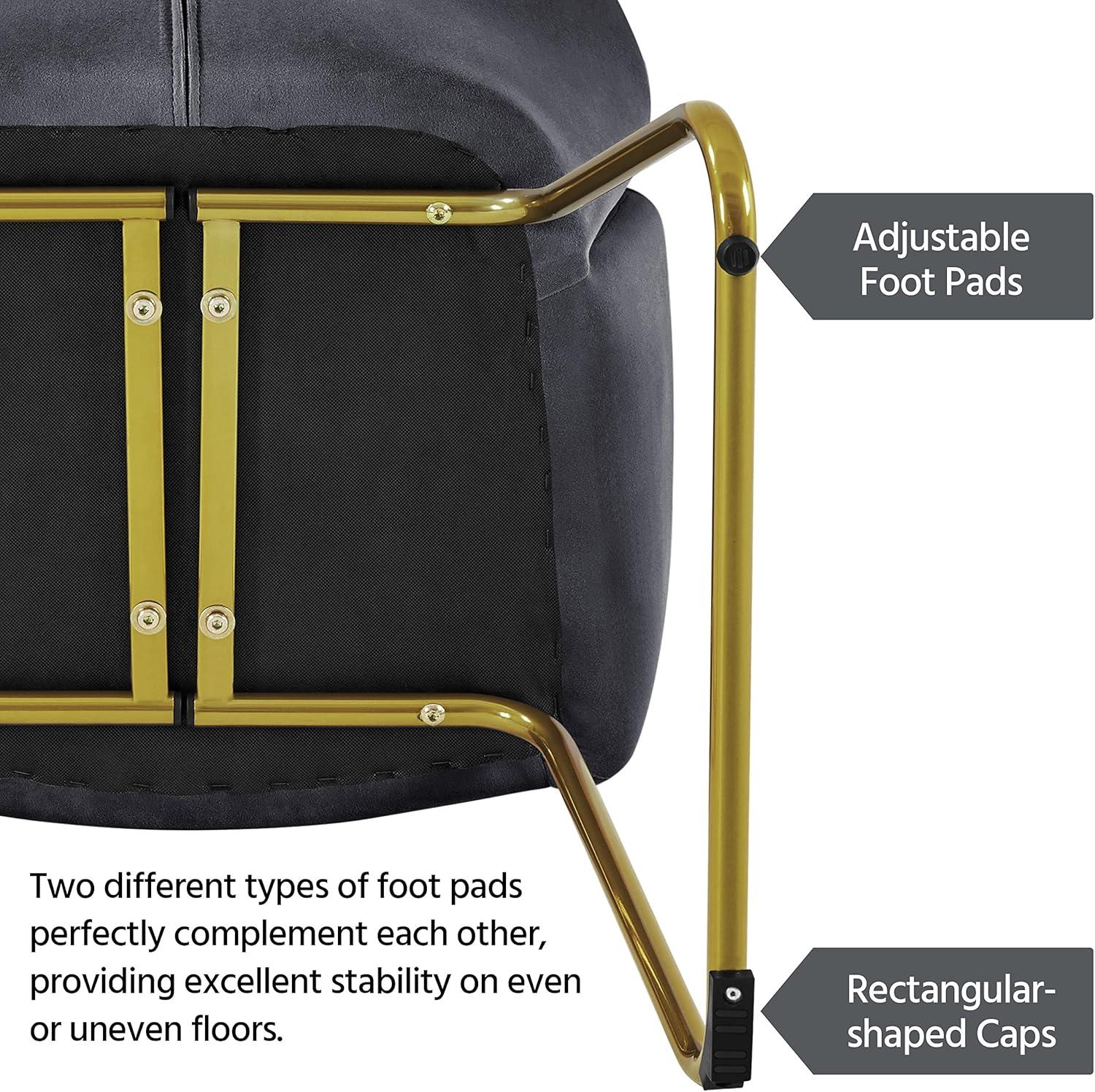 Dark Grey Velvet Accent Chair with Gold Metal Legs