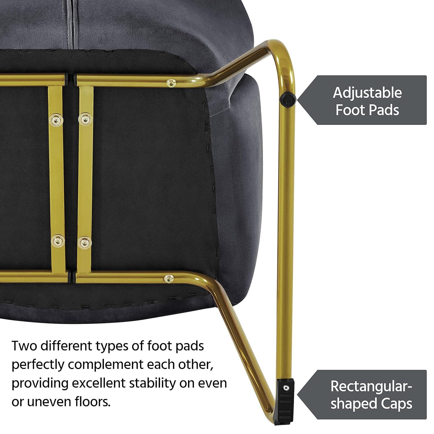 Dark Grey Velvet Accent Chair with Gold Metal Legs