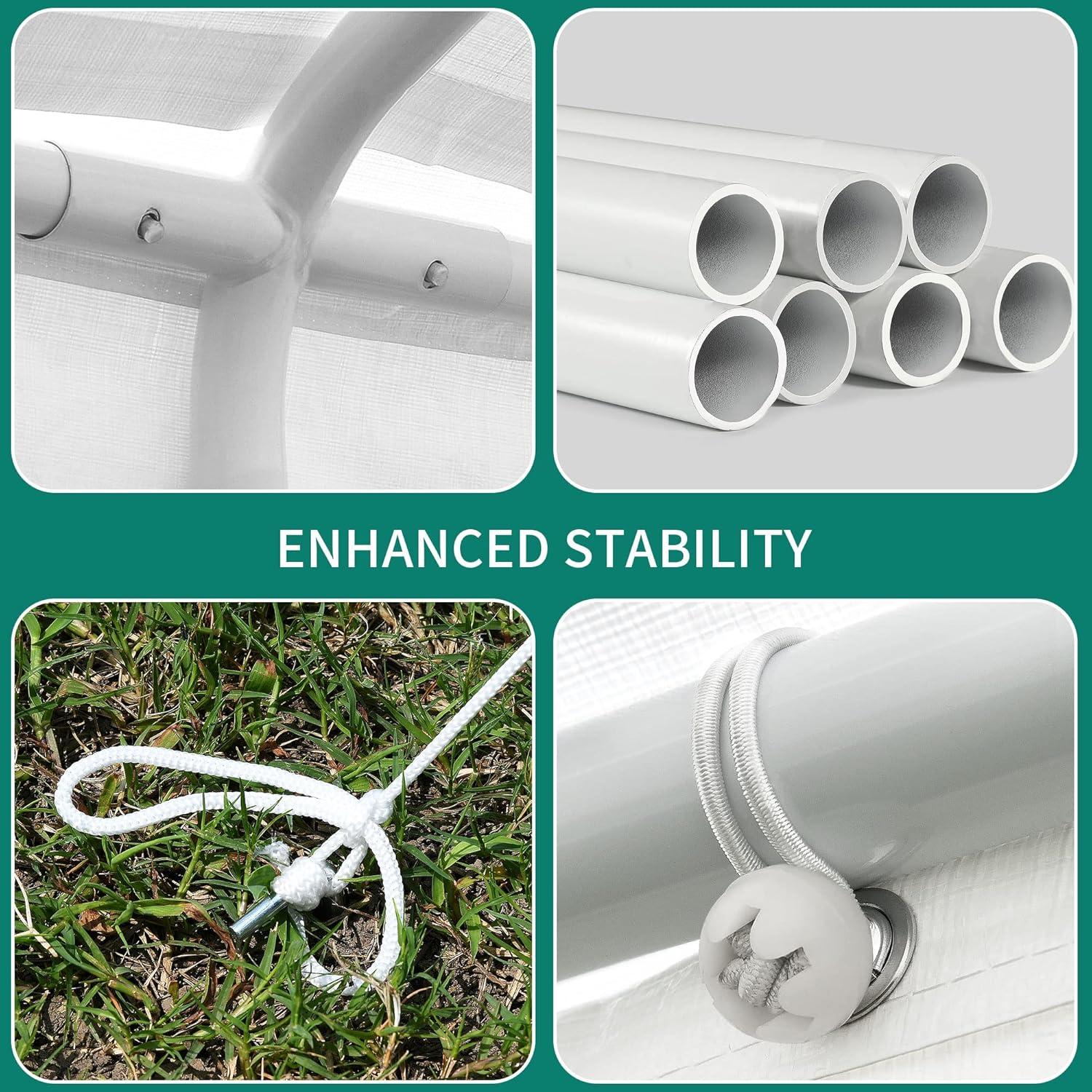 Dextrus 16x32FT Party Tent Heavy Duty PVC Wedding Event Shelters White Upgraded Galvanized Ripple Canopy with Large Roof Removable Sidewalls & 3 Storage Bags 600D Oxford Commercial