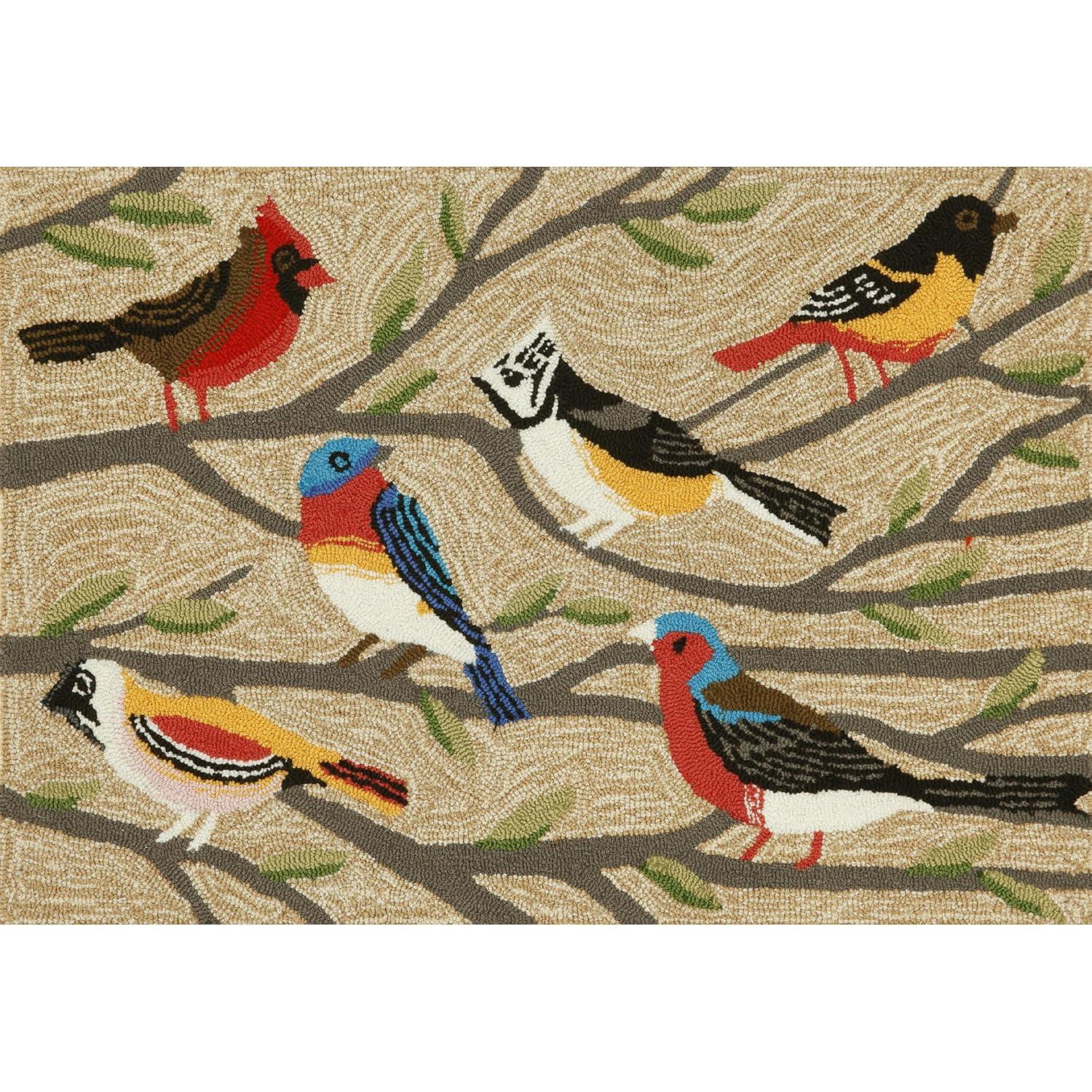 Liora Manne Frontporch Birds Indoor/Outdoor Rug Neutral 2'6" x 4'