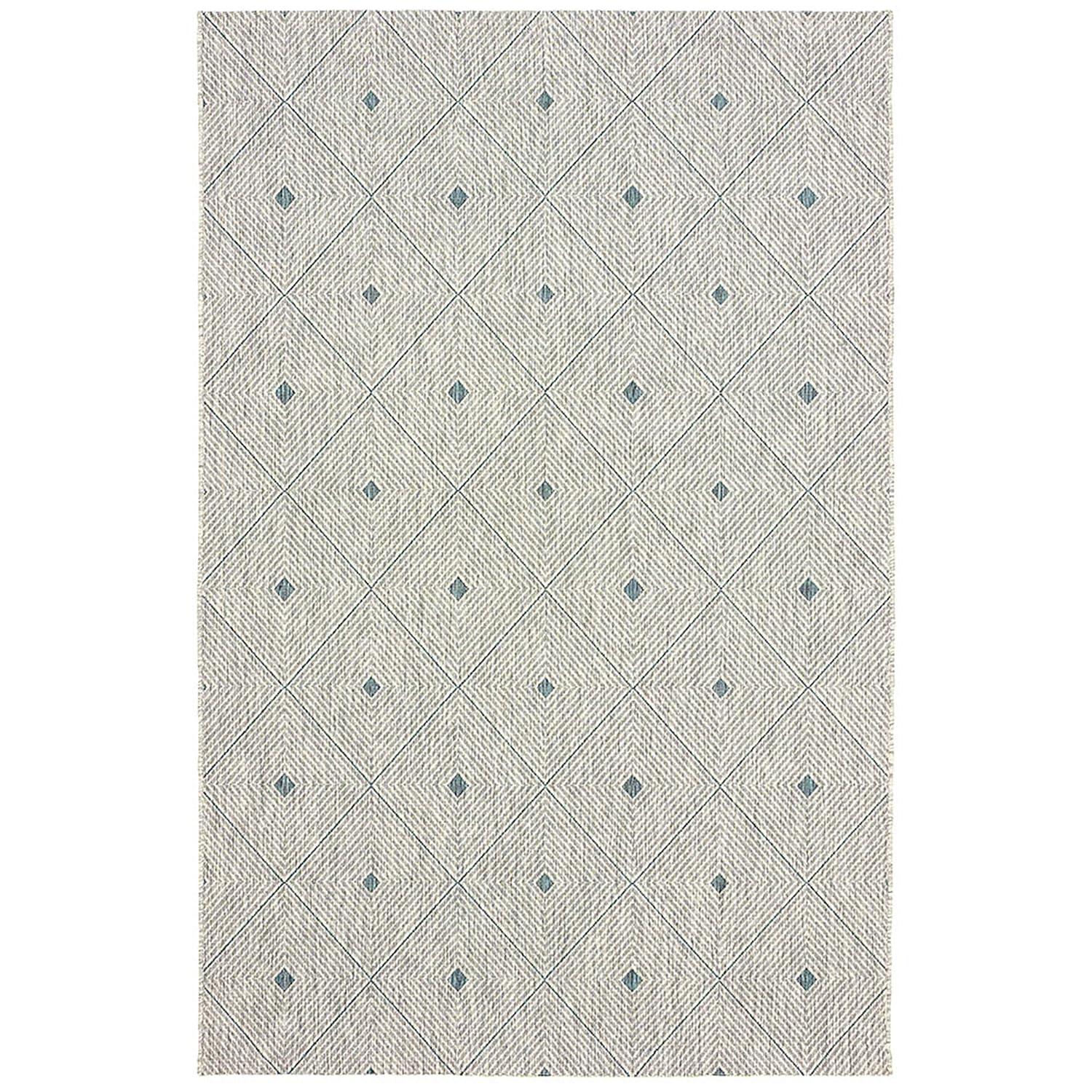 LR Home Victoria 5' x 8' Blue/Gray Diamond Indoor/Outdoor Area Rug