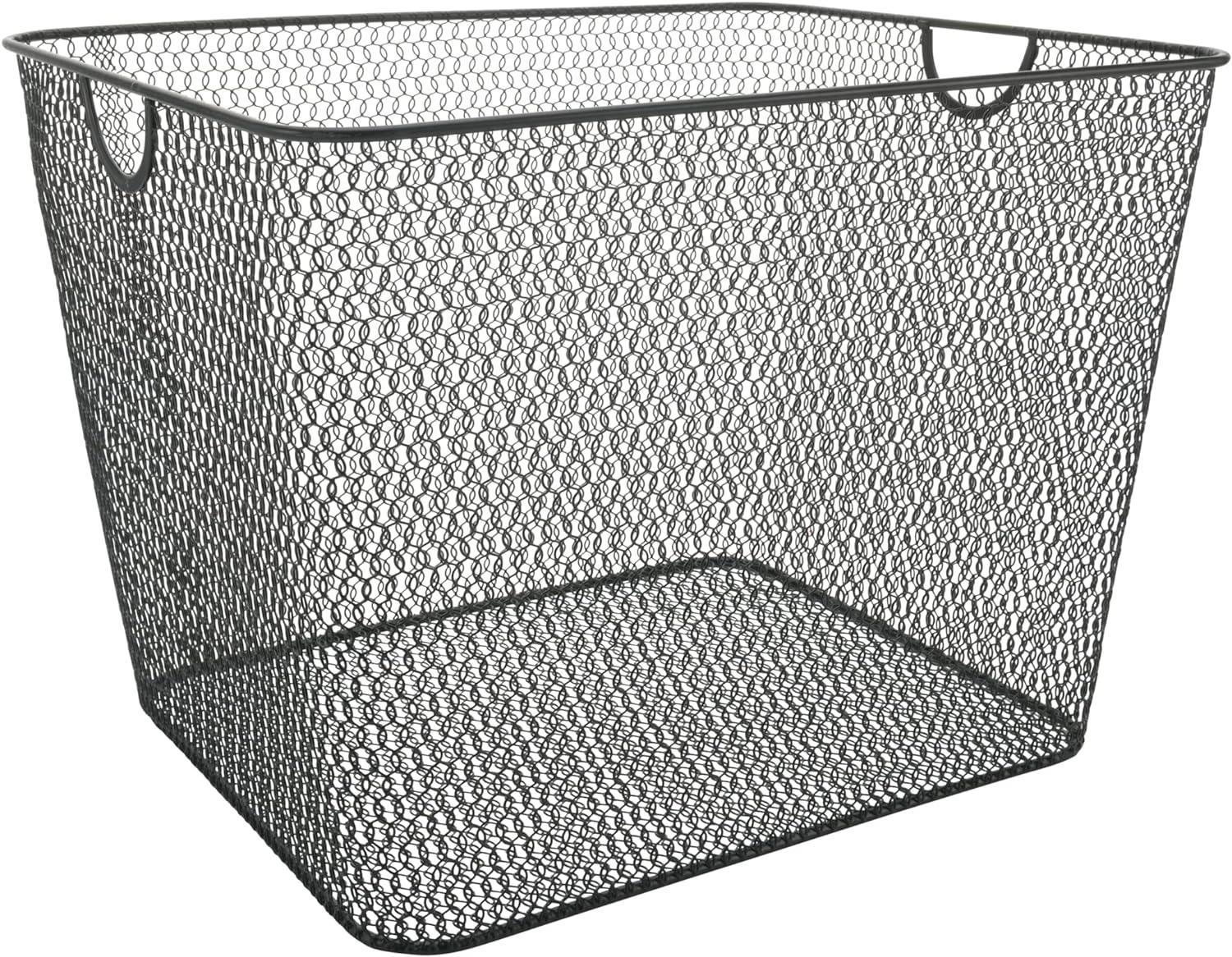 YBM HOME Mesh Open Bin Storage Basket, Black