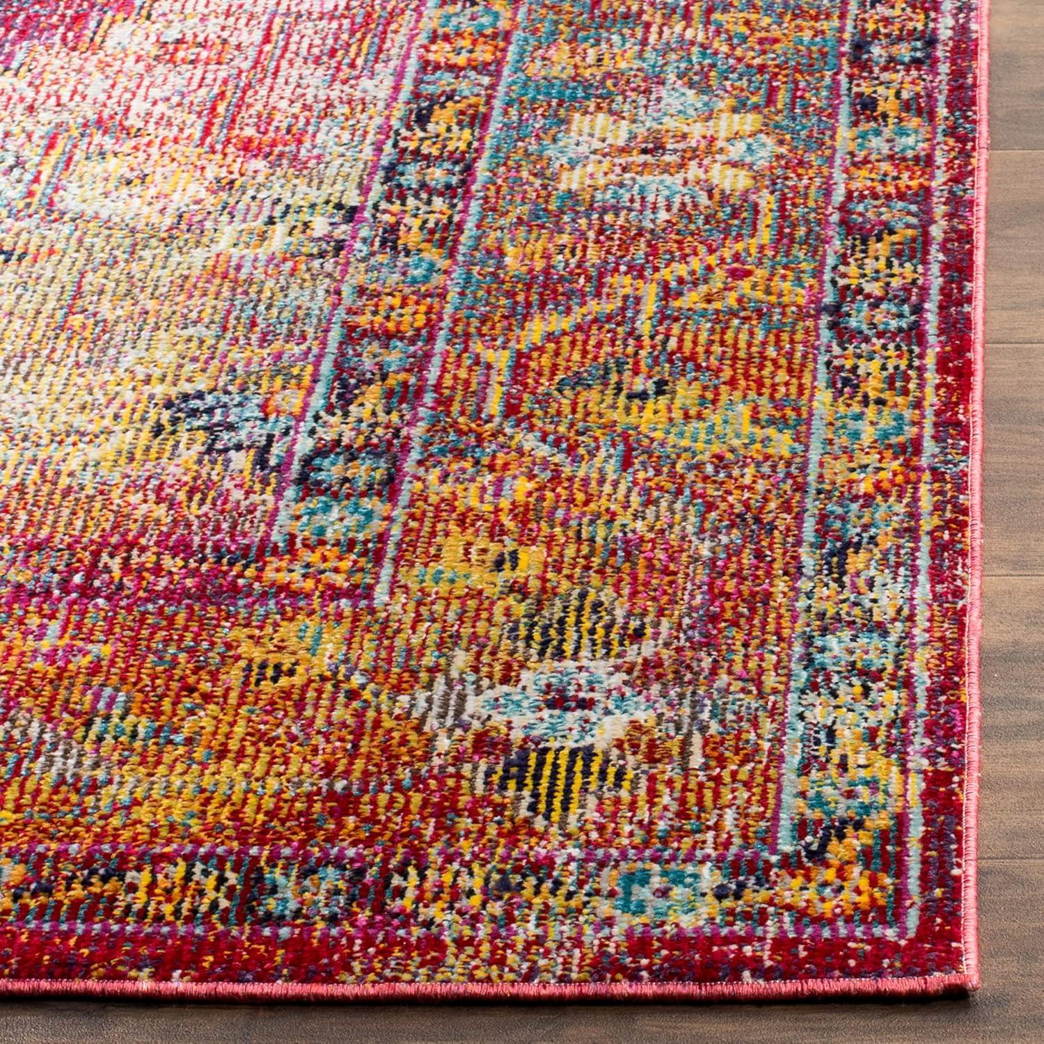 SAFAVIEH Crystal Salma Traditional Area Rug, Light Blue/Fuchsia, 9' x 12'