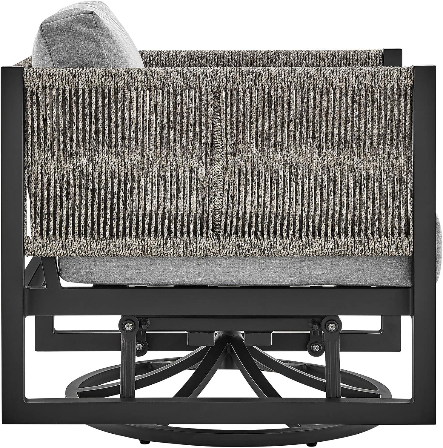 Armen Living Glider Upholstered Aluminum Lounge Chair, Black