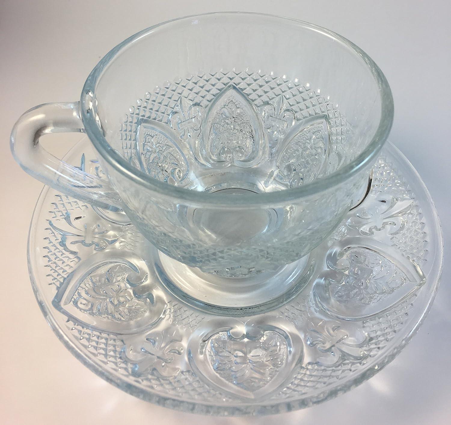 Cup & Saucer Set Glass Tea Coffee Cup Glass Saucer 12 Piece Cup & Saucer Set