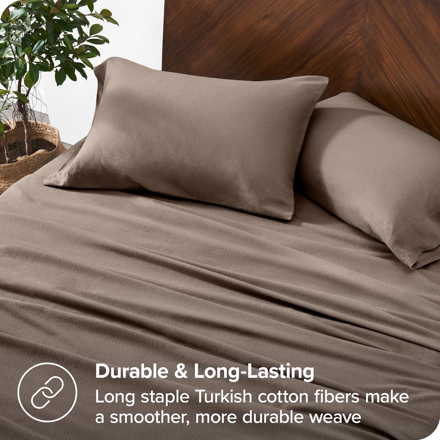 Taupe Organic Flannel Twin XL Sheet Set by Bare Home