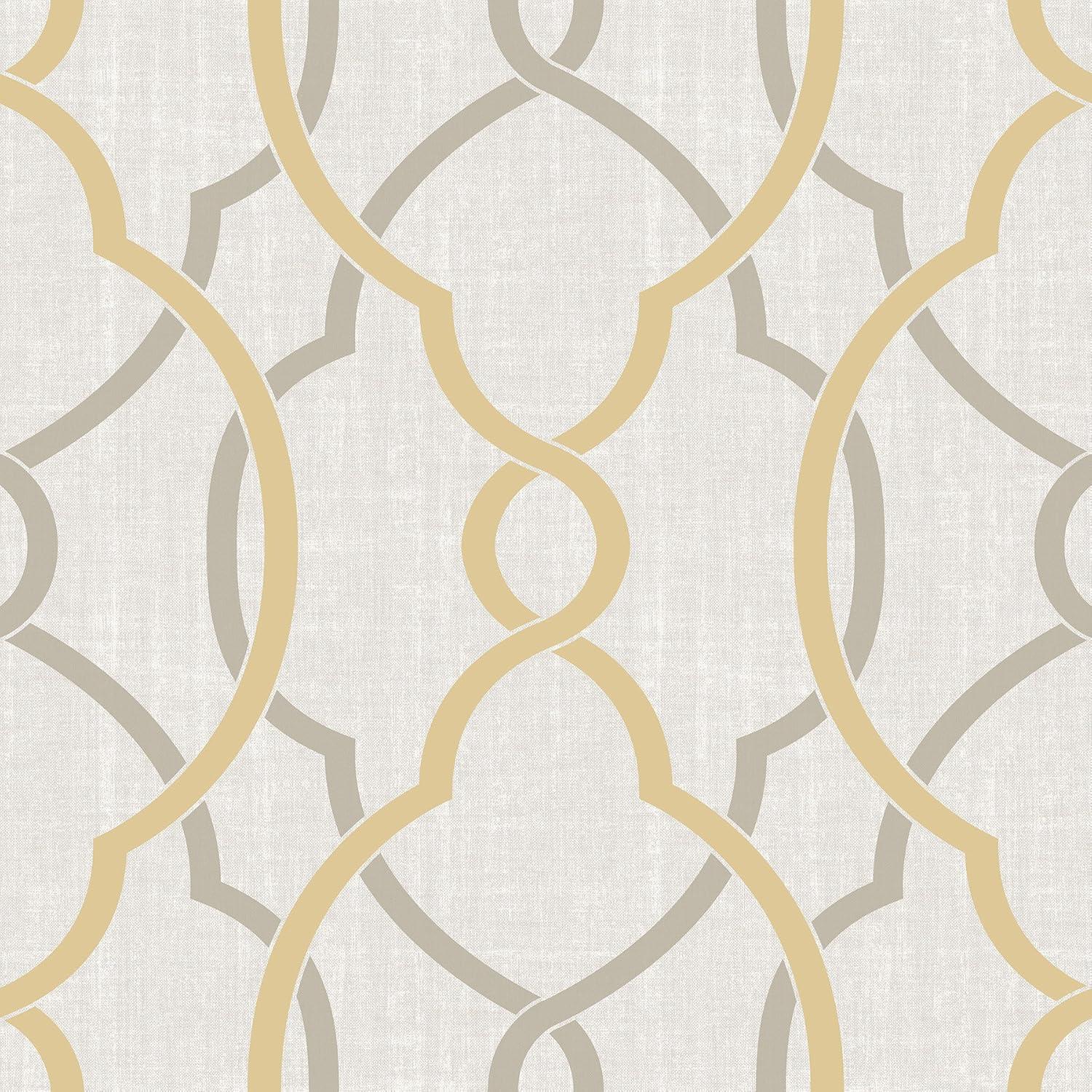 NuWallpaper Papel Tapiz de Vinilo Color Topo y Amarillo Sausalito, 216 X 20,5 Pulgadas, 30,75 Pies Cuadrados.