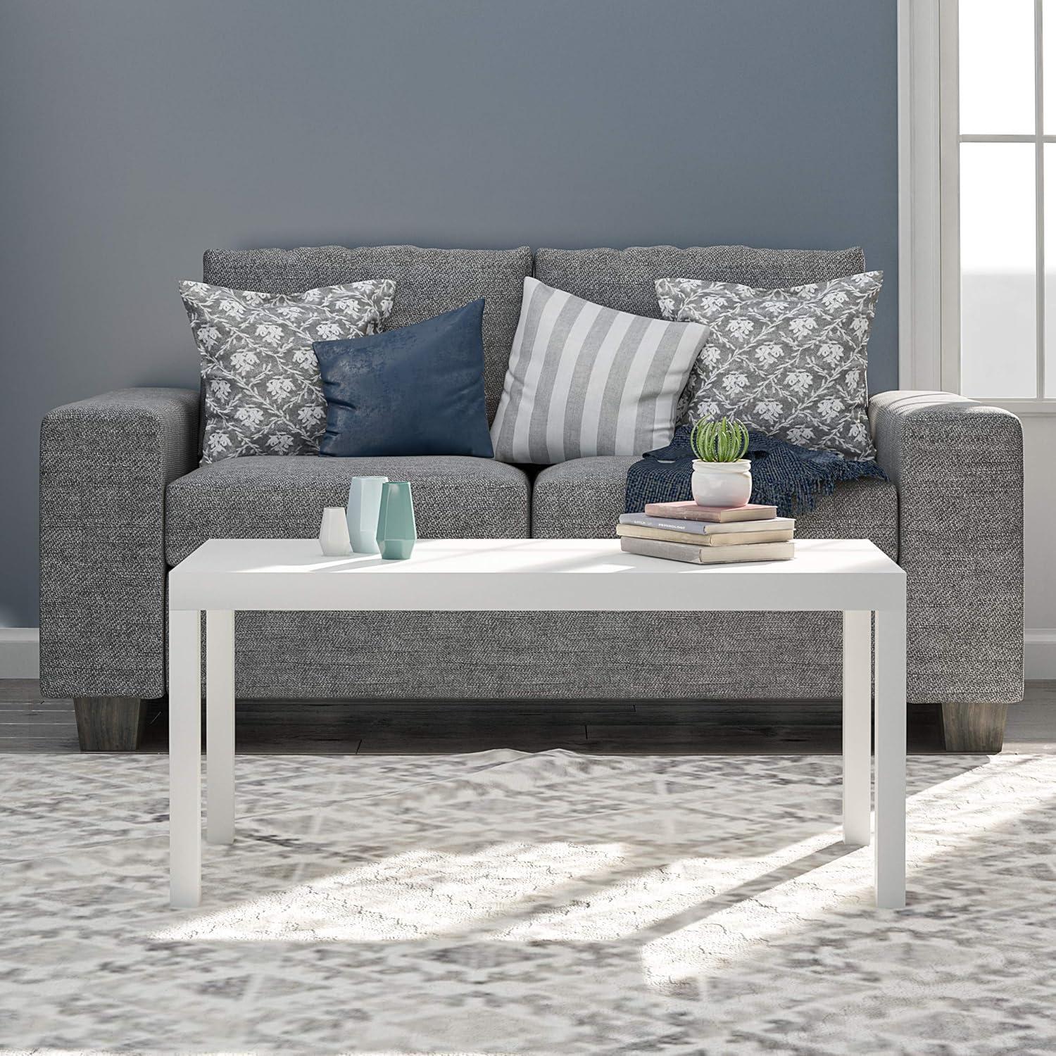 Minimalist White Engineered Wood Rectangular Coffee Table