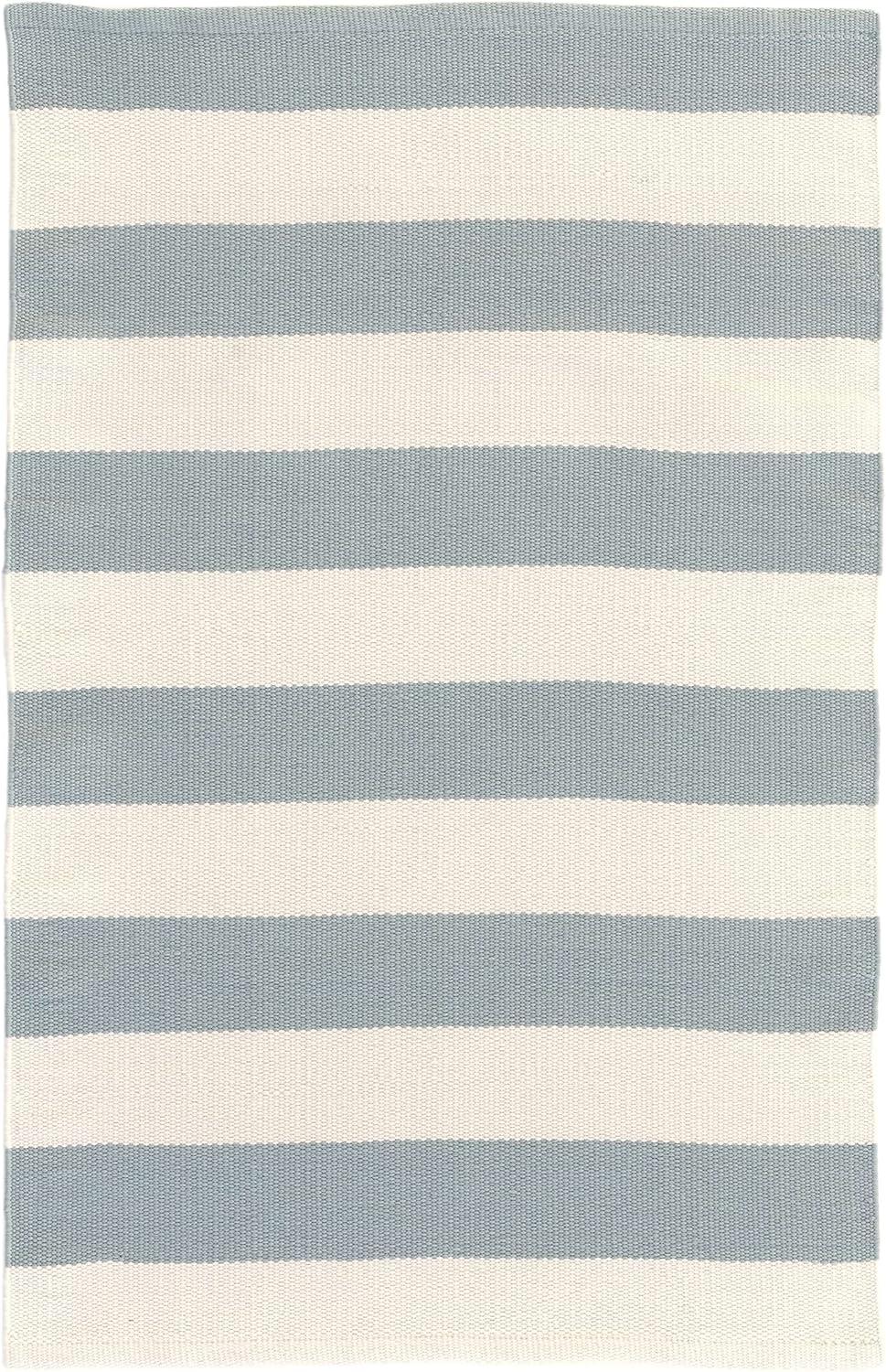 Catamaran Stripe Light Blue/Ivory Handwoven Indoor/Outdoor Rug