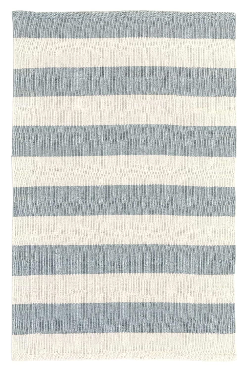 Catamaran Stripe Light Blue/Ivory Handwoven Indoor/Outdoor Rug