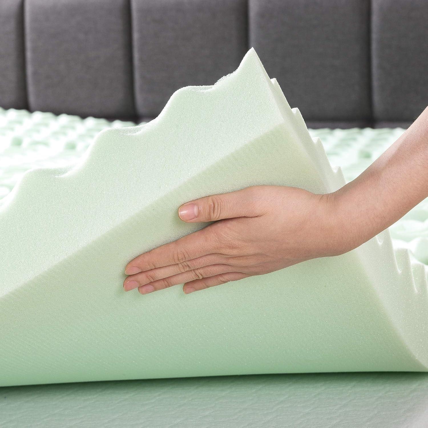 Twin Green Tea Infused 4-Inch Memory Foam Mattress Topper