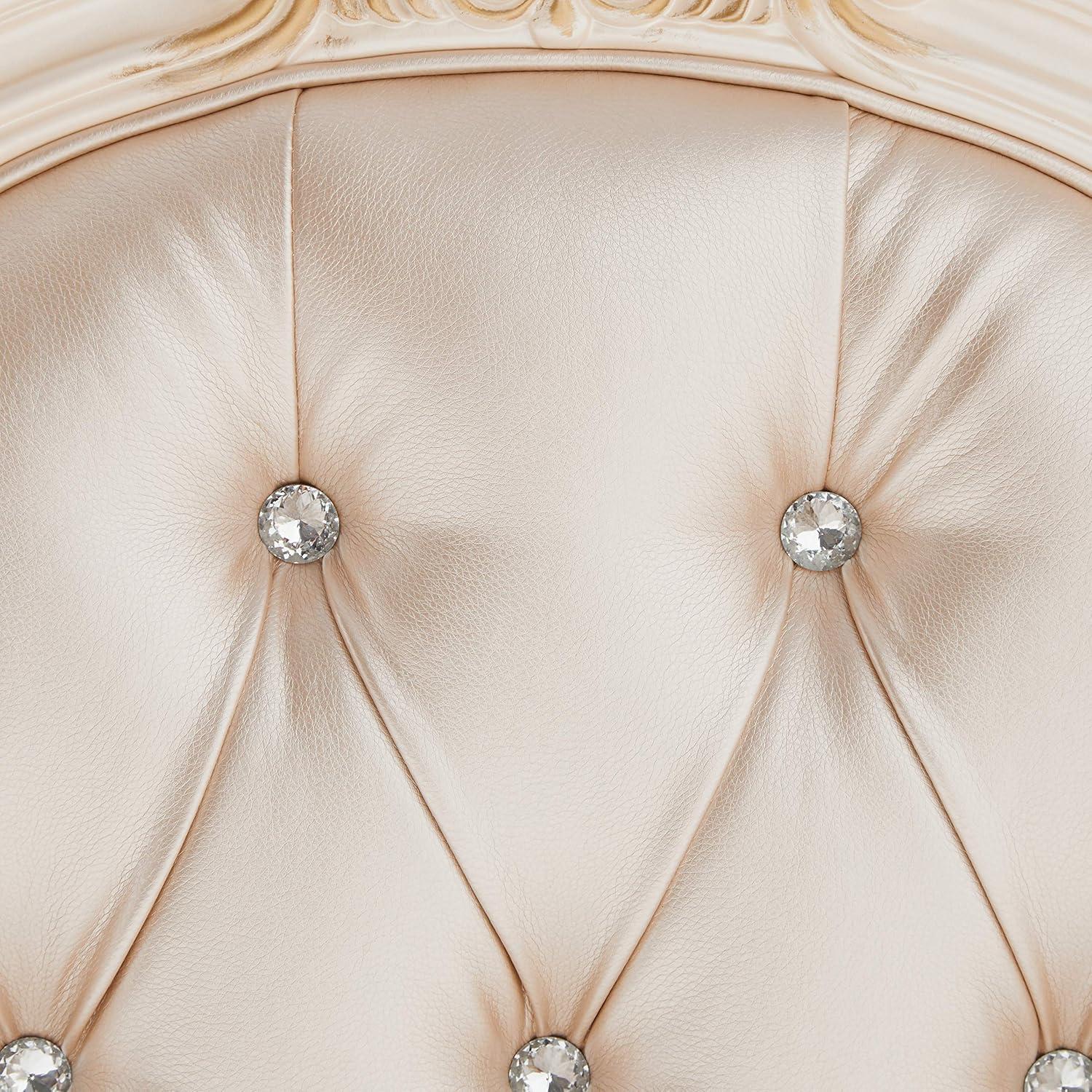 ACME Chantelle Queen Bed in Rose Gold PU & Pearl White