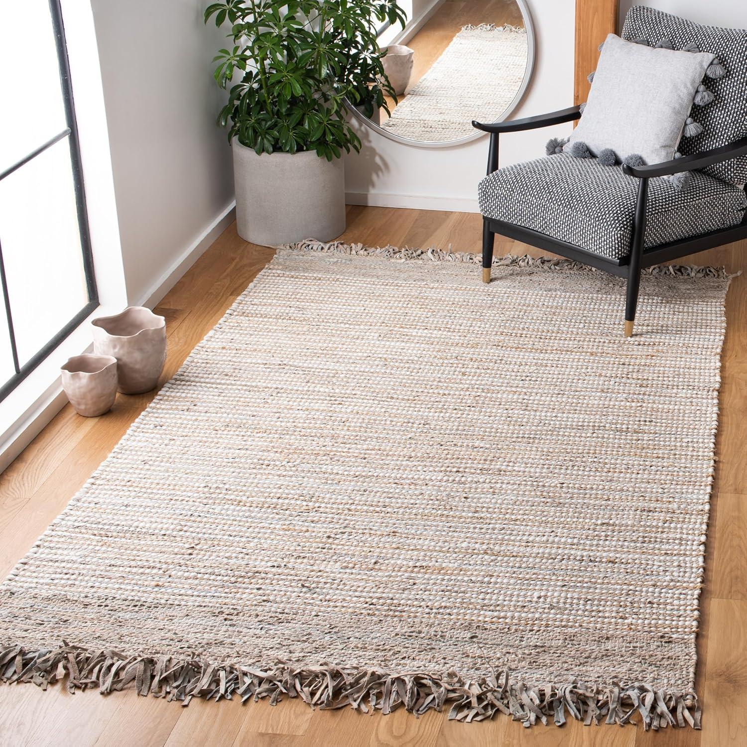 Vintage Leather VTL373 Hand Woven Indoor Area Rug - Beige/Multi - 5'x8' - Safavieh.