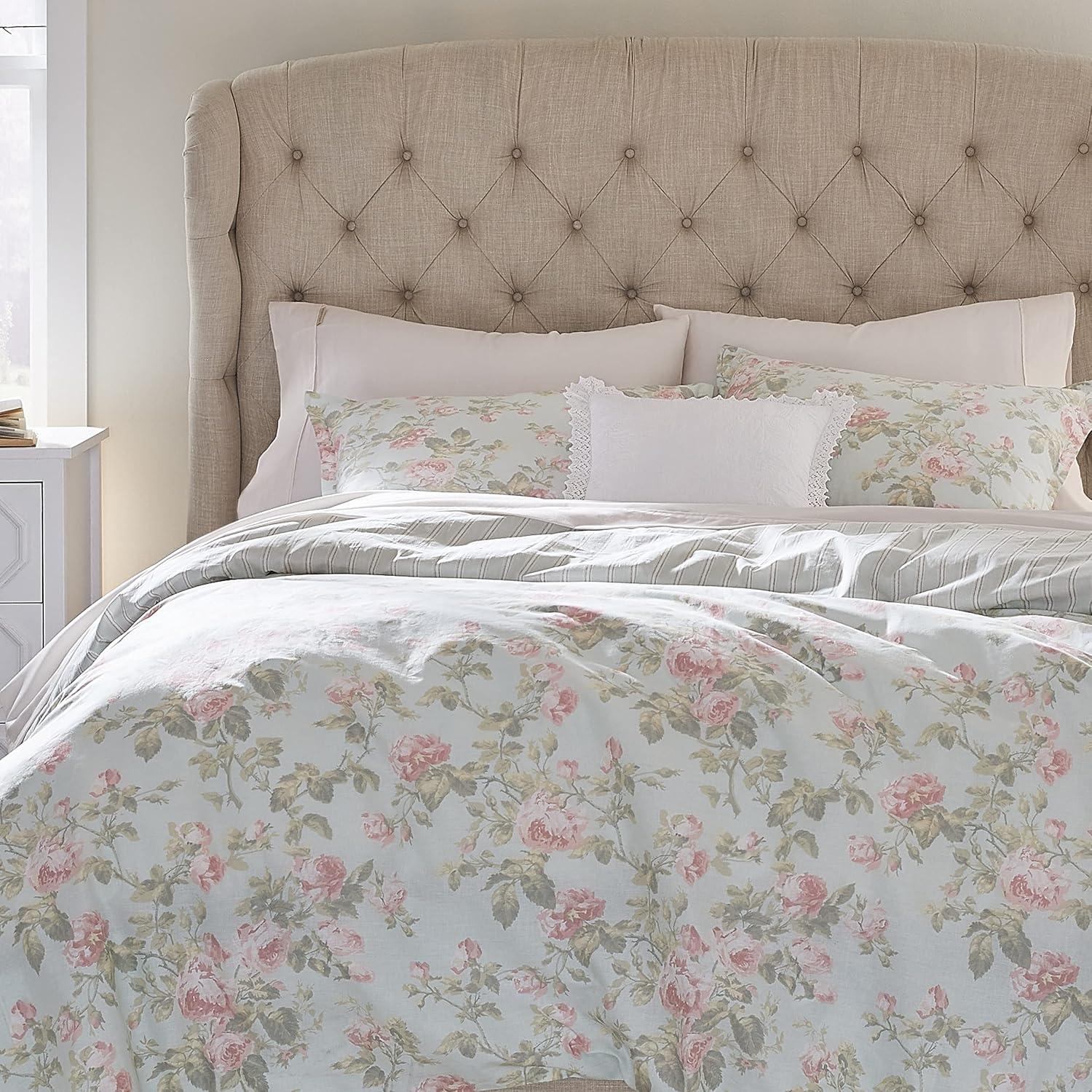 Madelynn Blue Cotton Floral Full Bedspread Cover Set