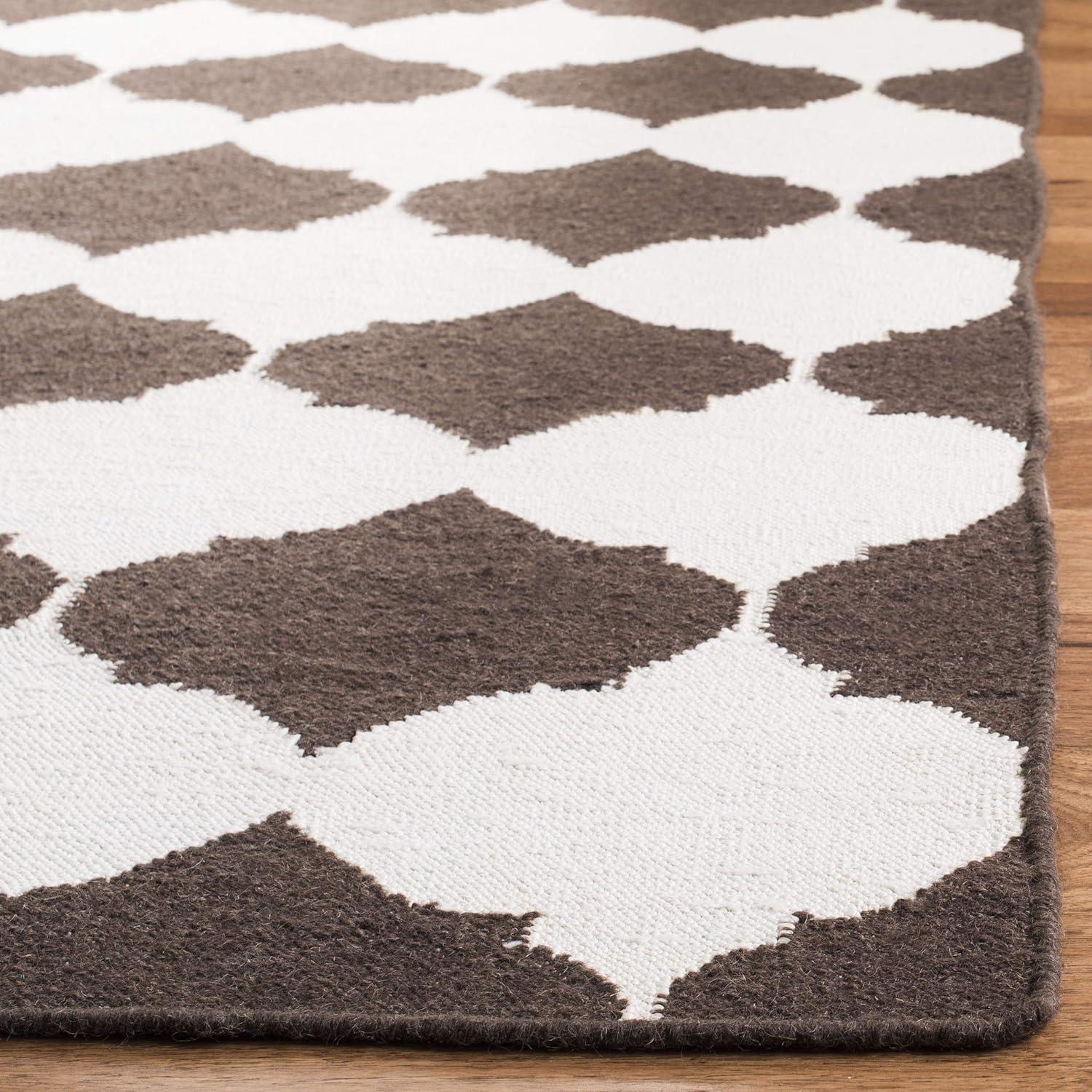 Dhurries DHU624 Hand Woven Area Rug - Brown/Ivory - 8'x10' - Safavieh.