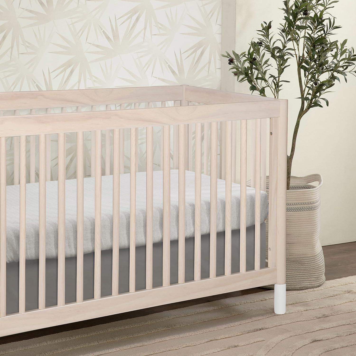 Babyletto Gelato White & Washed Natural Wood 4-in-1 Convertible Baby Crib with Toddler Bed Conversion Kit