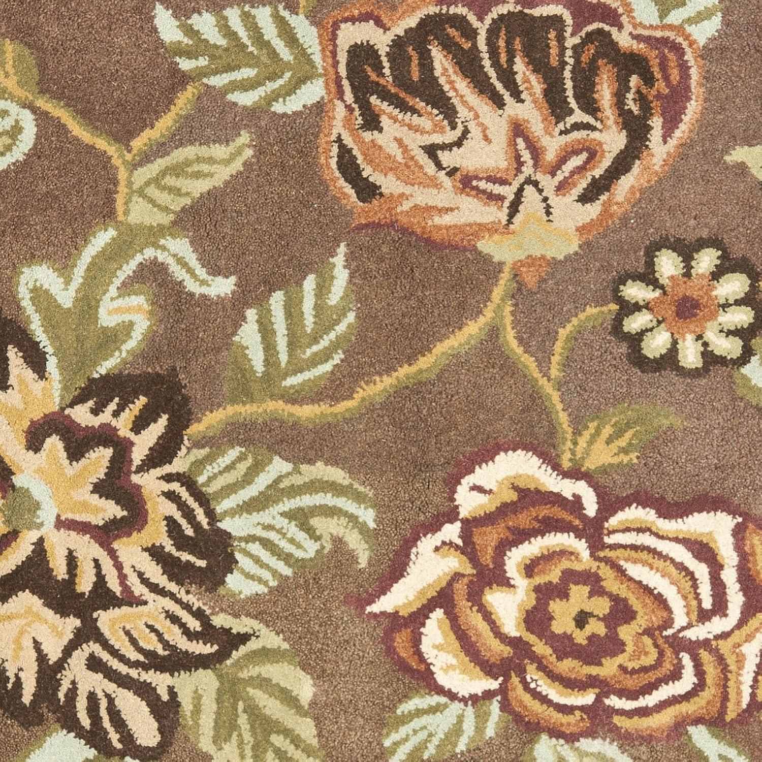 Emrick Hand Hooked Wool/Cotton/Latex Floral Rug in Brown