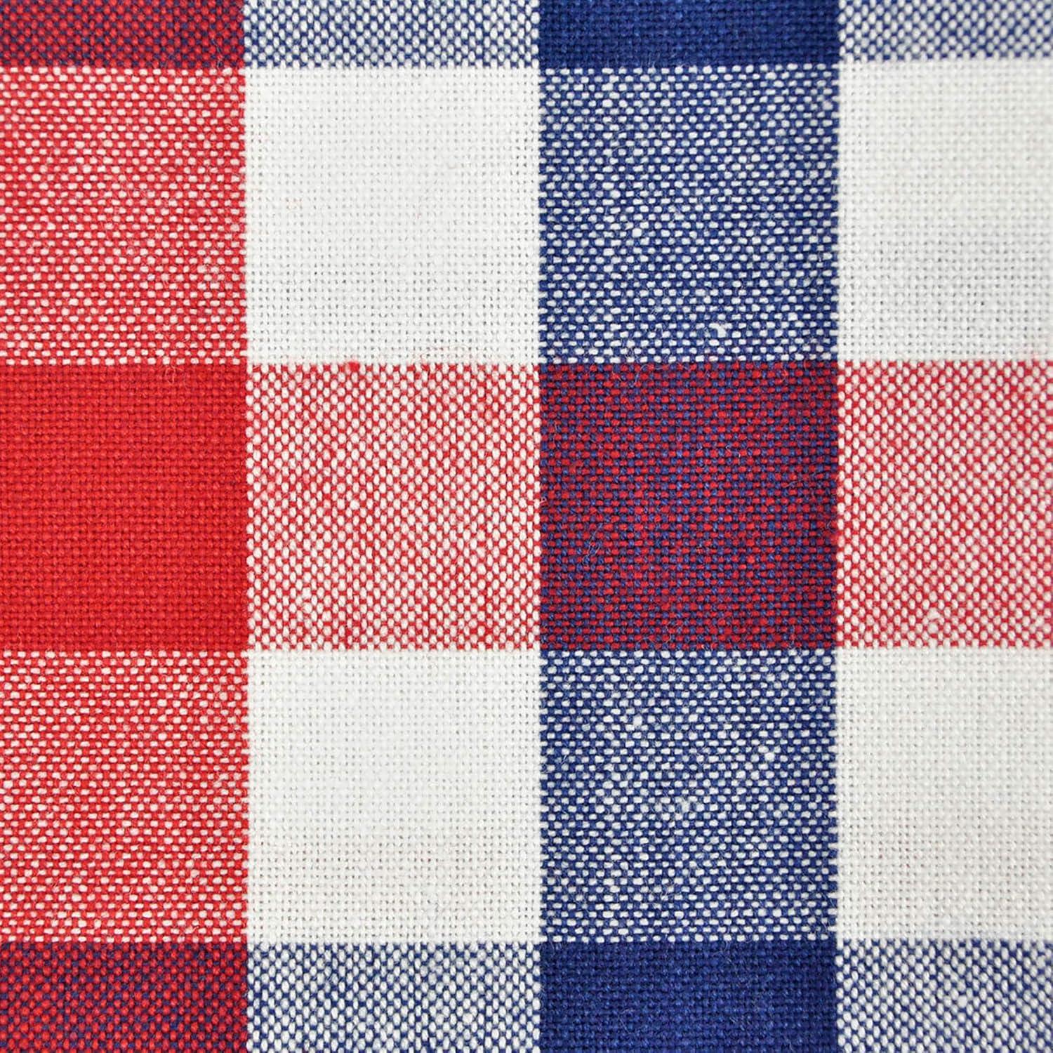 Red, White, and Blue Check Rectangular Cotton Tablecloth