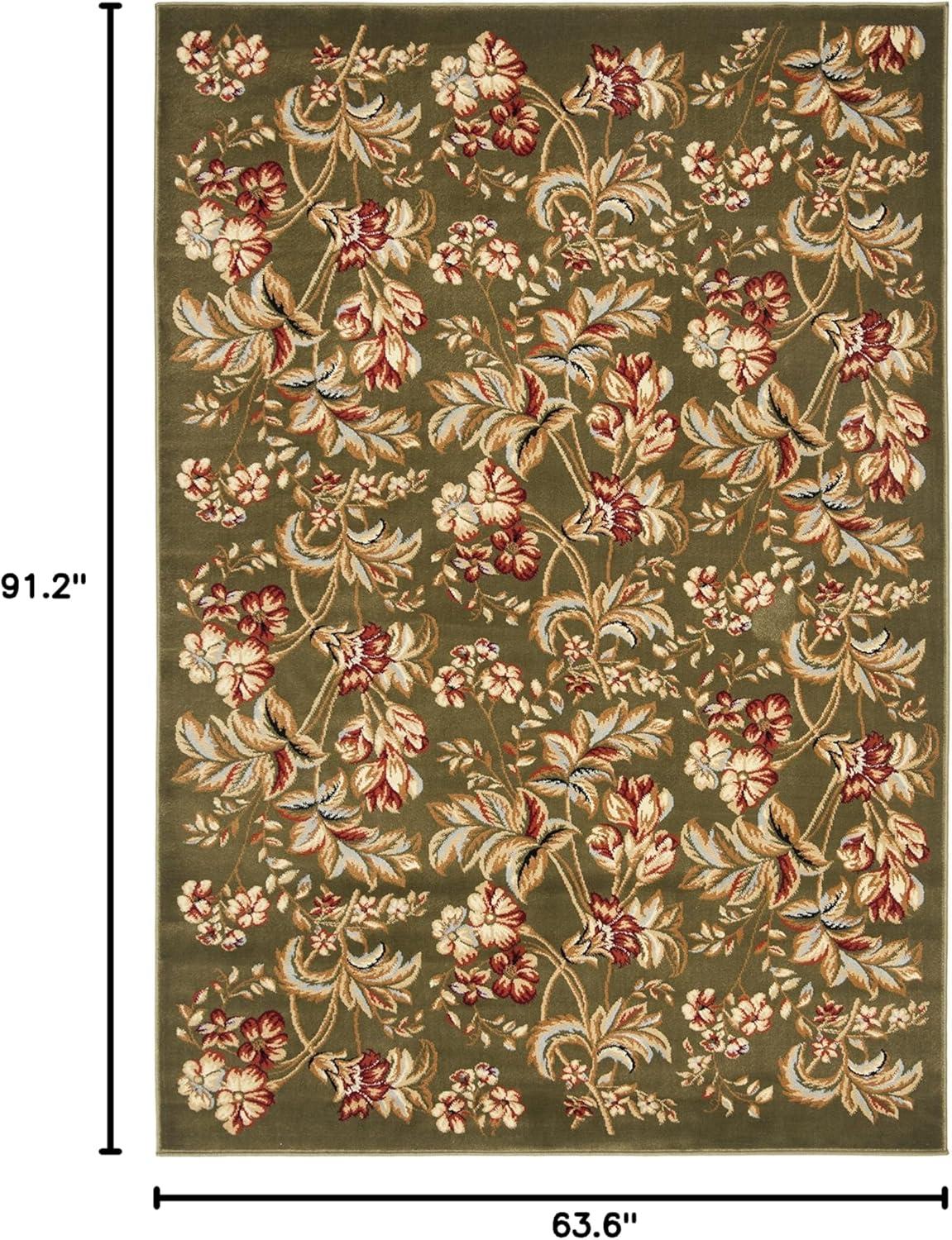 SAFAVIEH Lyndhurst Clara Floral Area Rug, Sage, 5'3" x 7'6"
