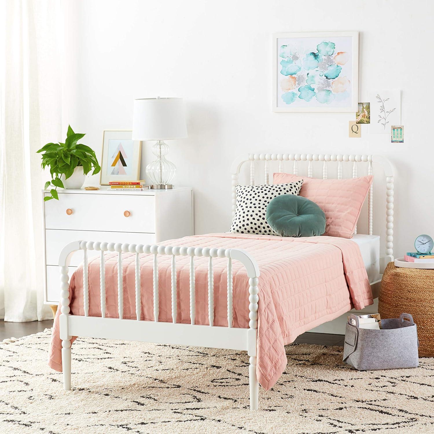 Slatted Panel Bed, White