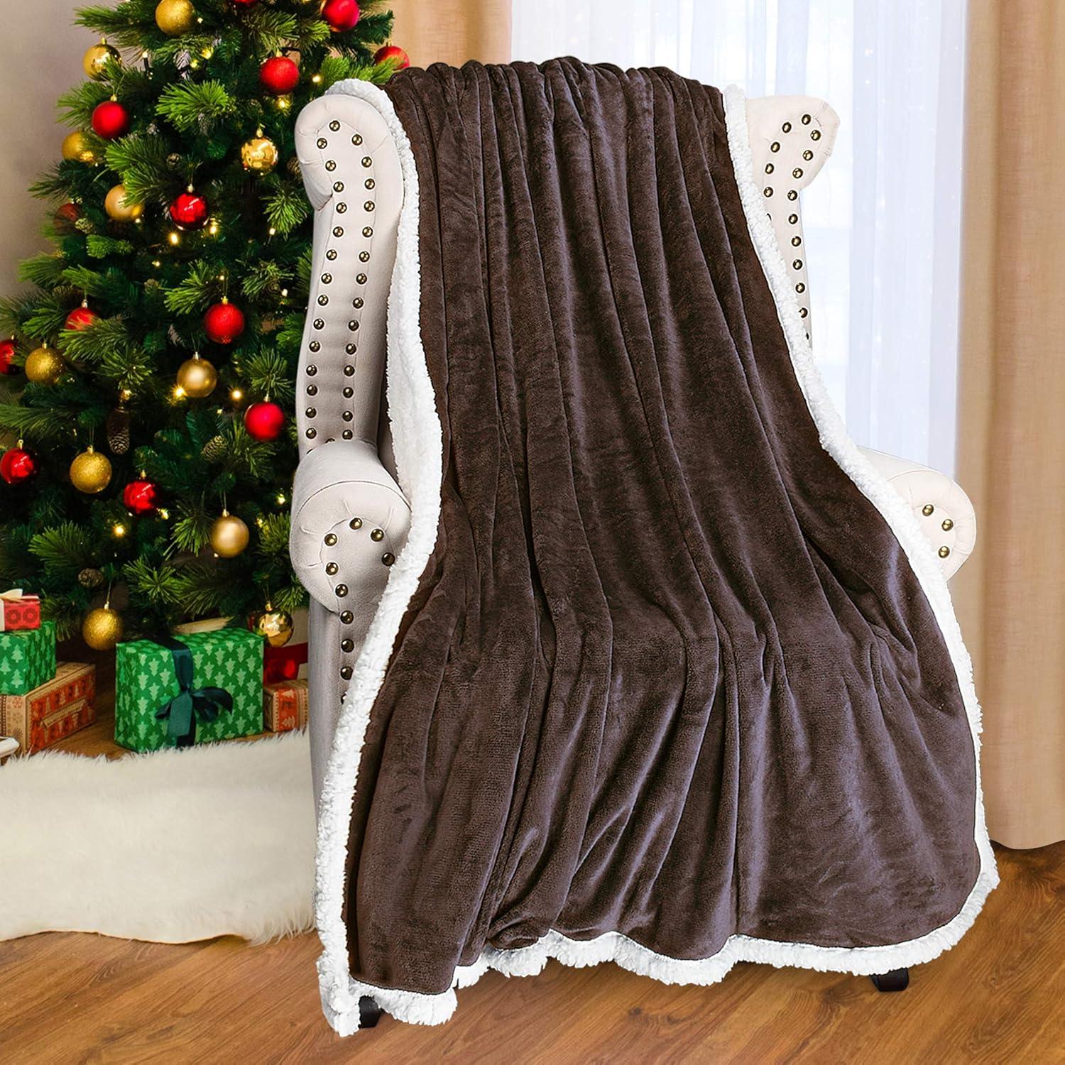 Catalonia Fleece Throw Blanket, Super Soft Mink Plush Couch Blanket, TV Bed Fuzzy Blanket, Fluffy Comfy Warm Heavy Throws, Comfort Caring Gift, Blue
