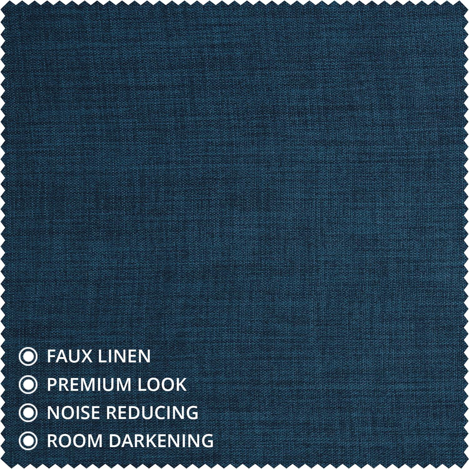 Indigo Faux Linen Room Darkening Curtain (1 Panel), Indigo, 50W X 84L