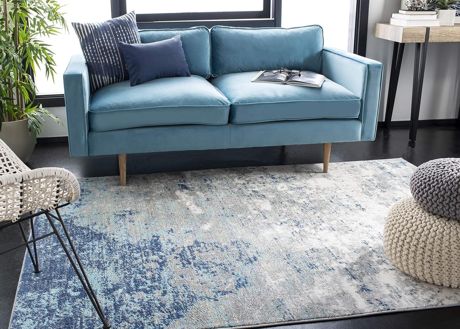 Jasper JSP107 Power Loomed Area Rug - Grey/Blue - 5' round - Safavieh.