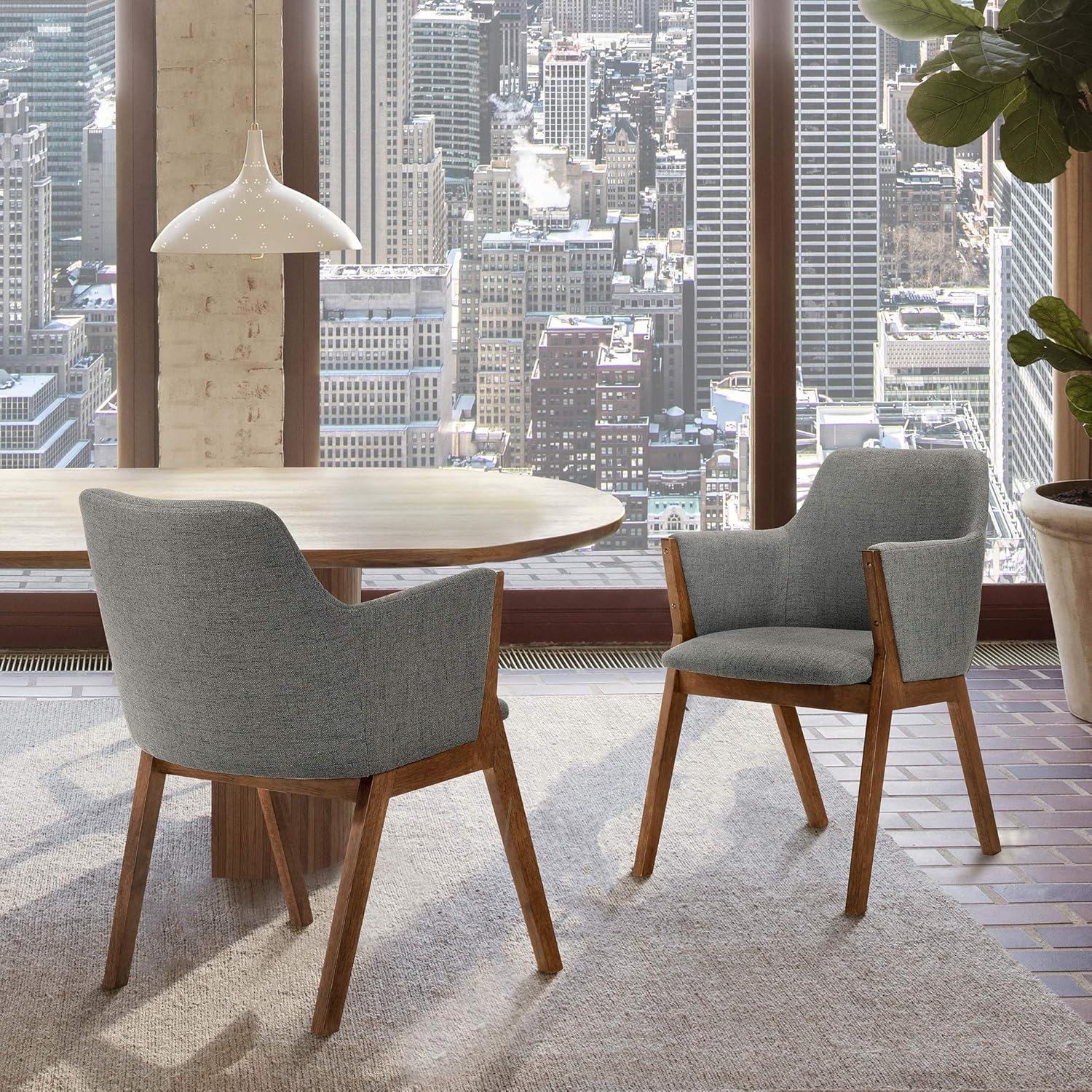 Armen Living Renzo 18" Wood Dining Side Chairs in Charcoal/Walnut (Set of 2)