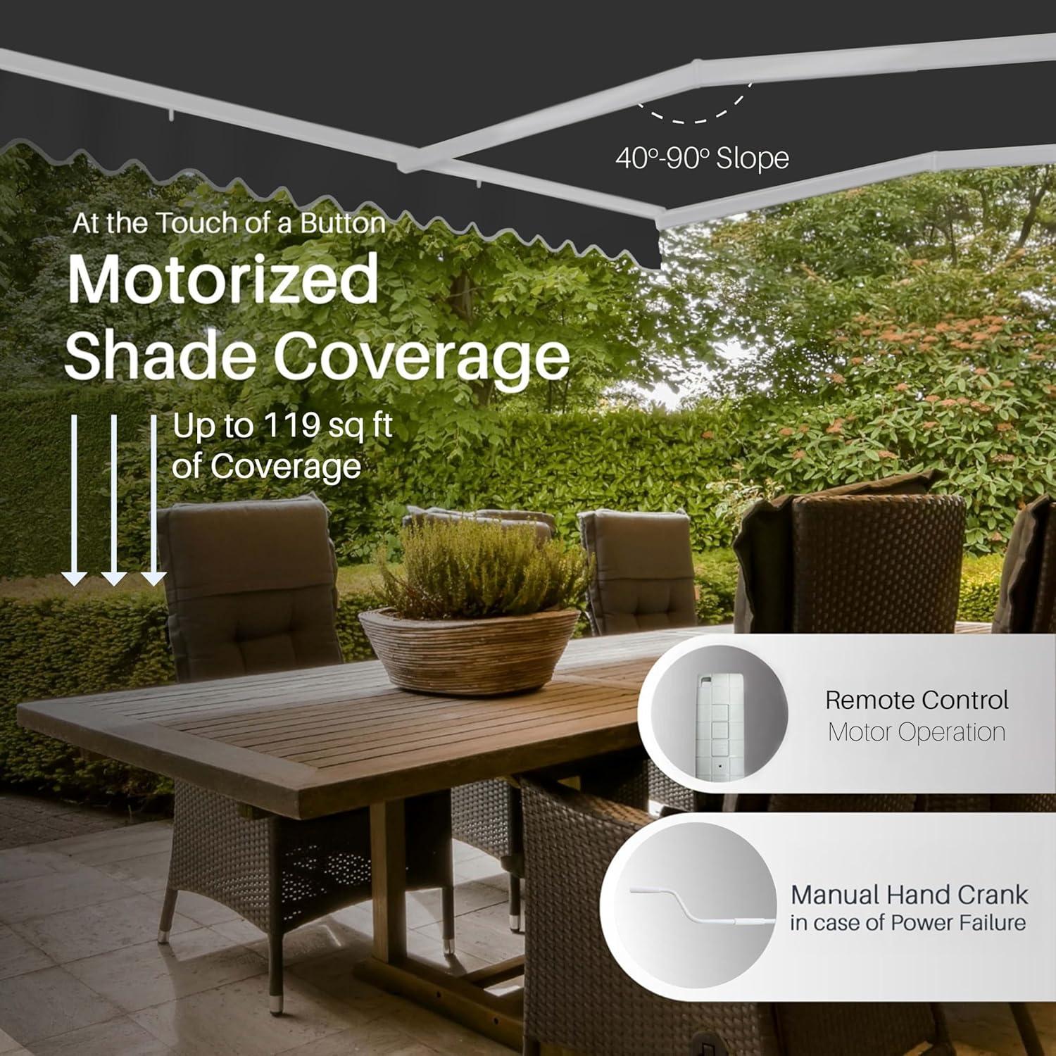 ALEKO AWM13X10BK81 Retractable Motorized Patio 13 x 10 feet Awning Black