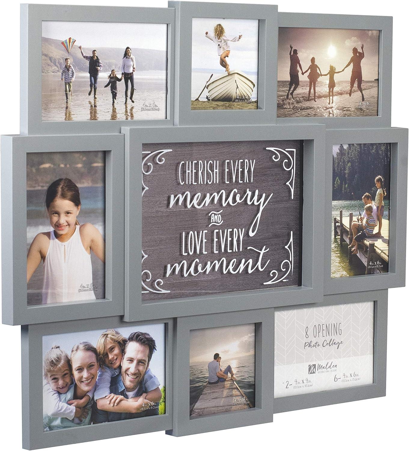 Gray 8-Opening Sentiment Dimensional Wall Collage Frame